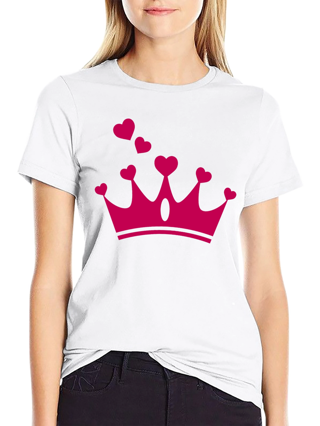 Heart Crown Graphic Tee - Black Casual T-Shirt