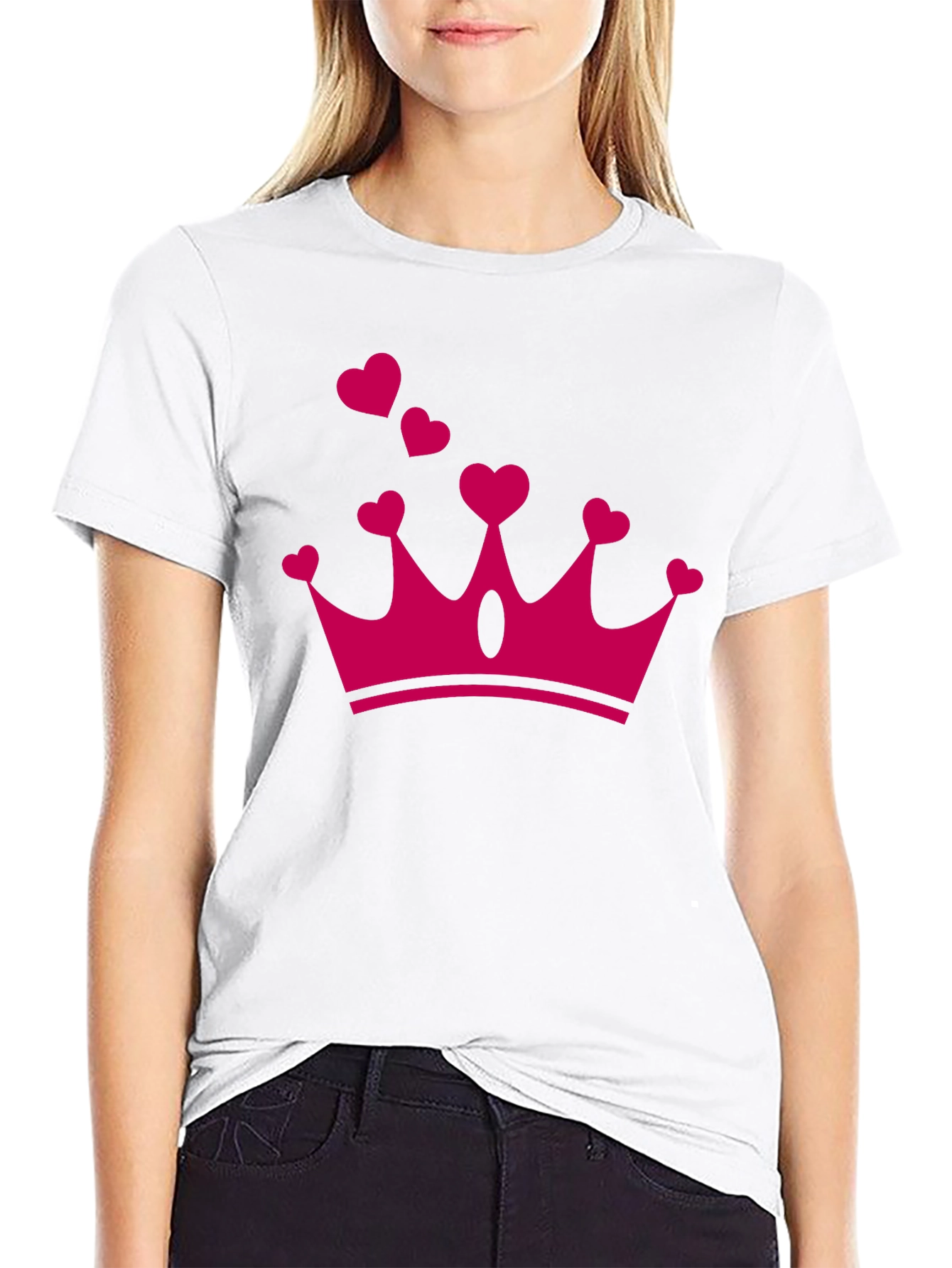 Heart Crown Graphic Tee - Black Casual T-Shirt
