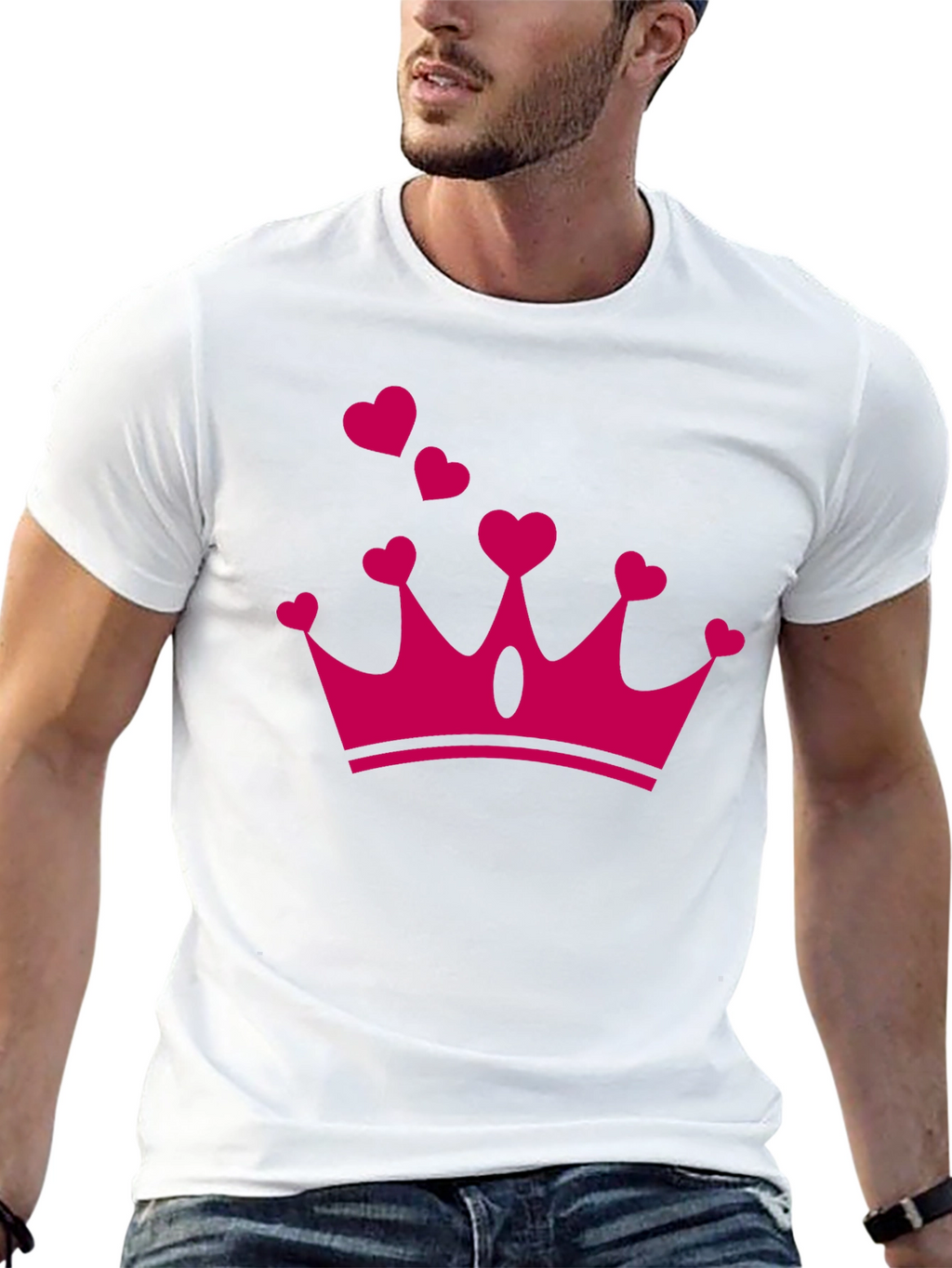 Heart Crown Graphic Tee - Black Casual T-Shirt