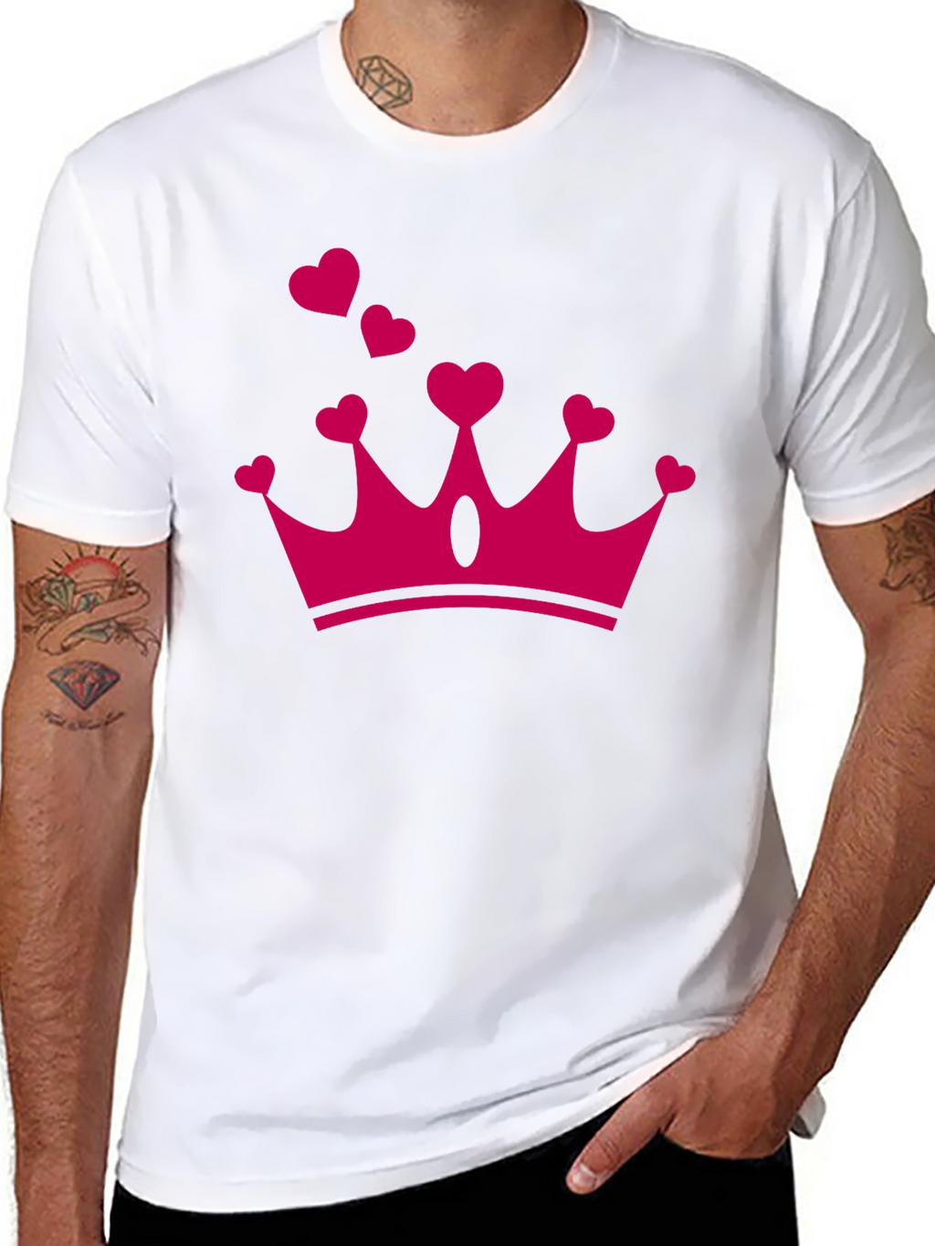 Heart Crown Graphic Tee - Black Casual T-Shirt