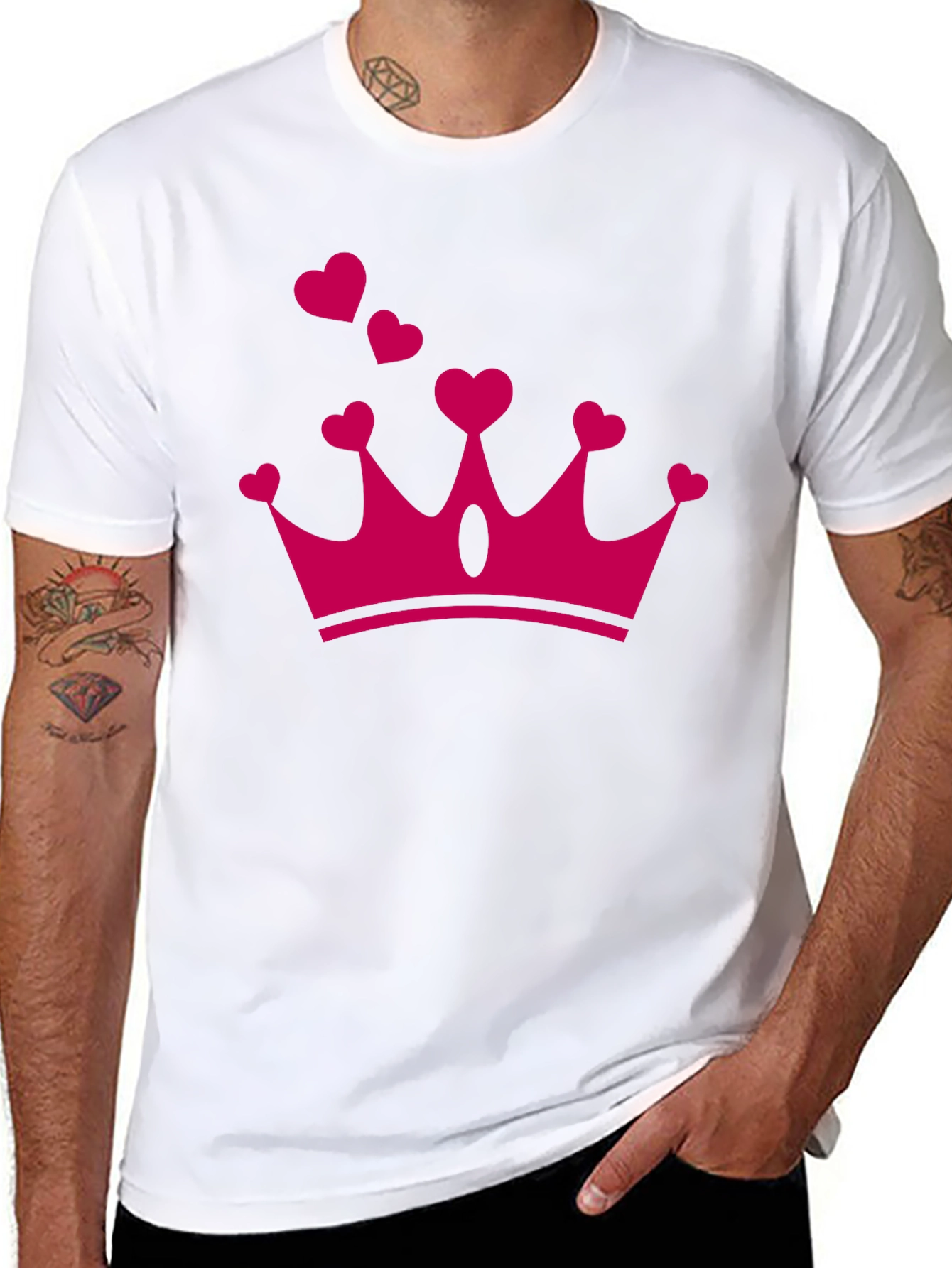 Heart Crown Graphic Tee - Black Casual T-Shirt
