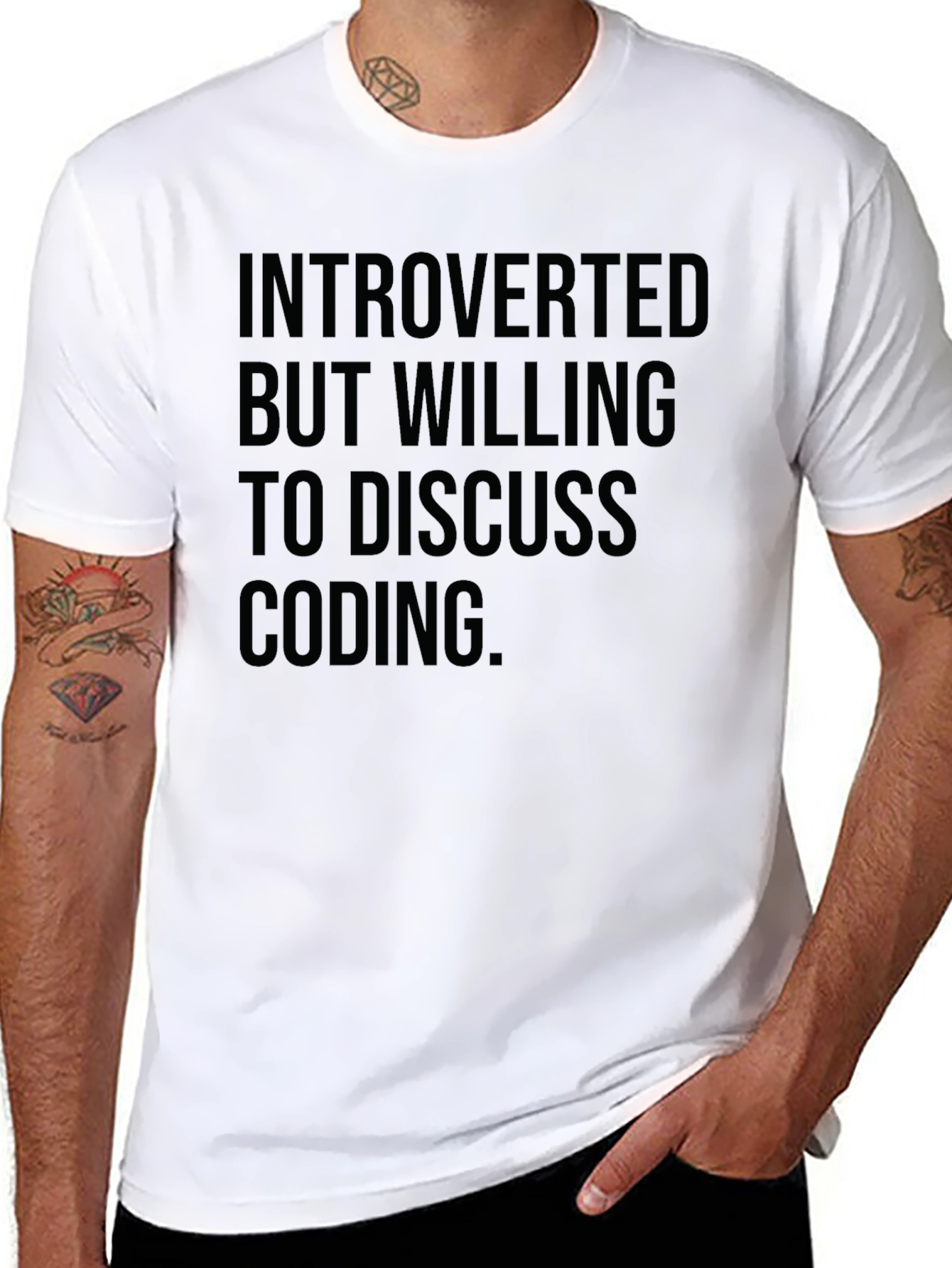 Introverted Coding T-Shirt - Black Cotton Blend Geeky Style