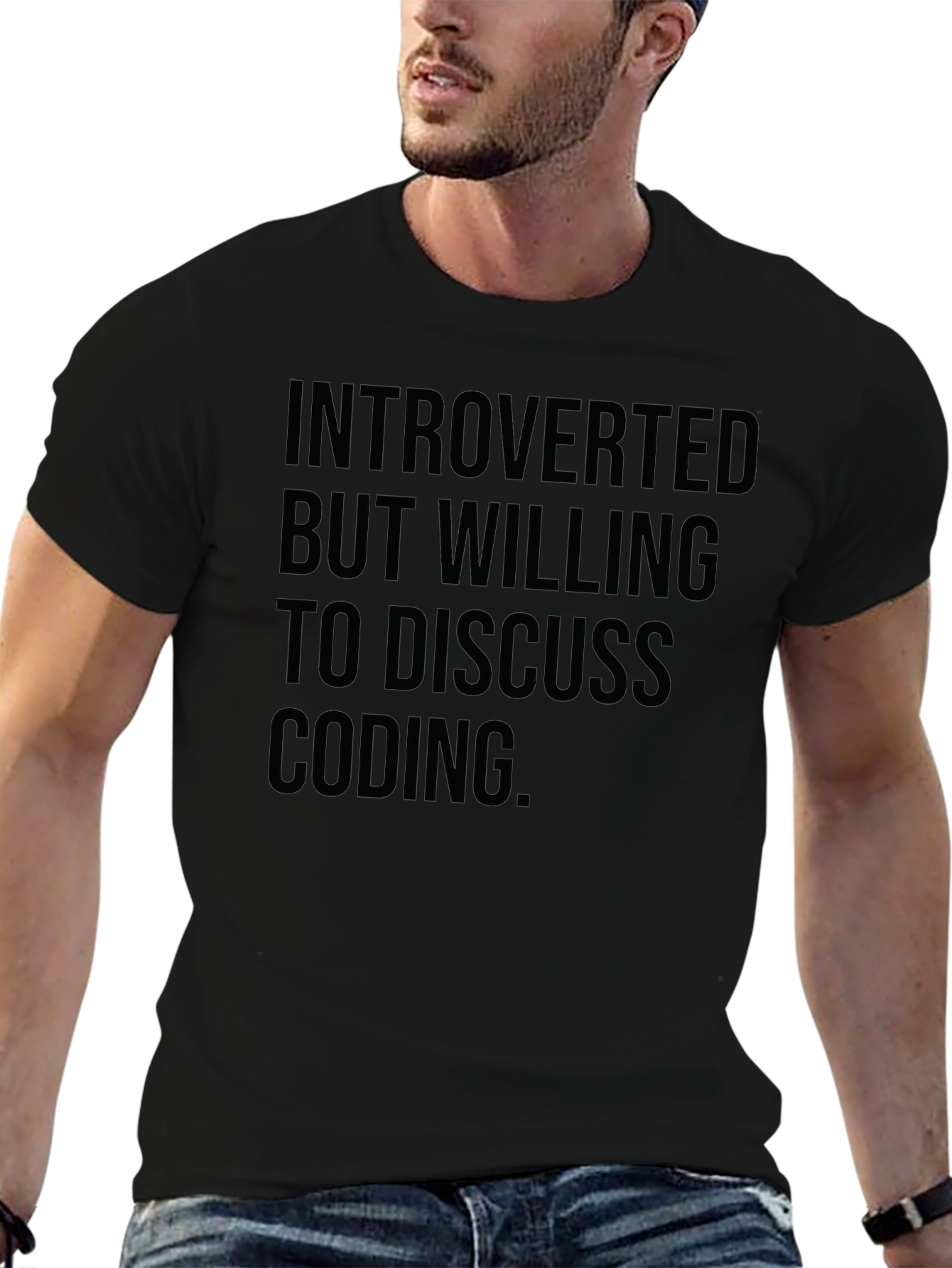 Introverted Coding T-Shirt - Black Cotton Blend Geeky Style
