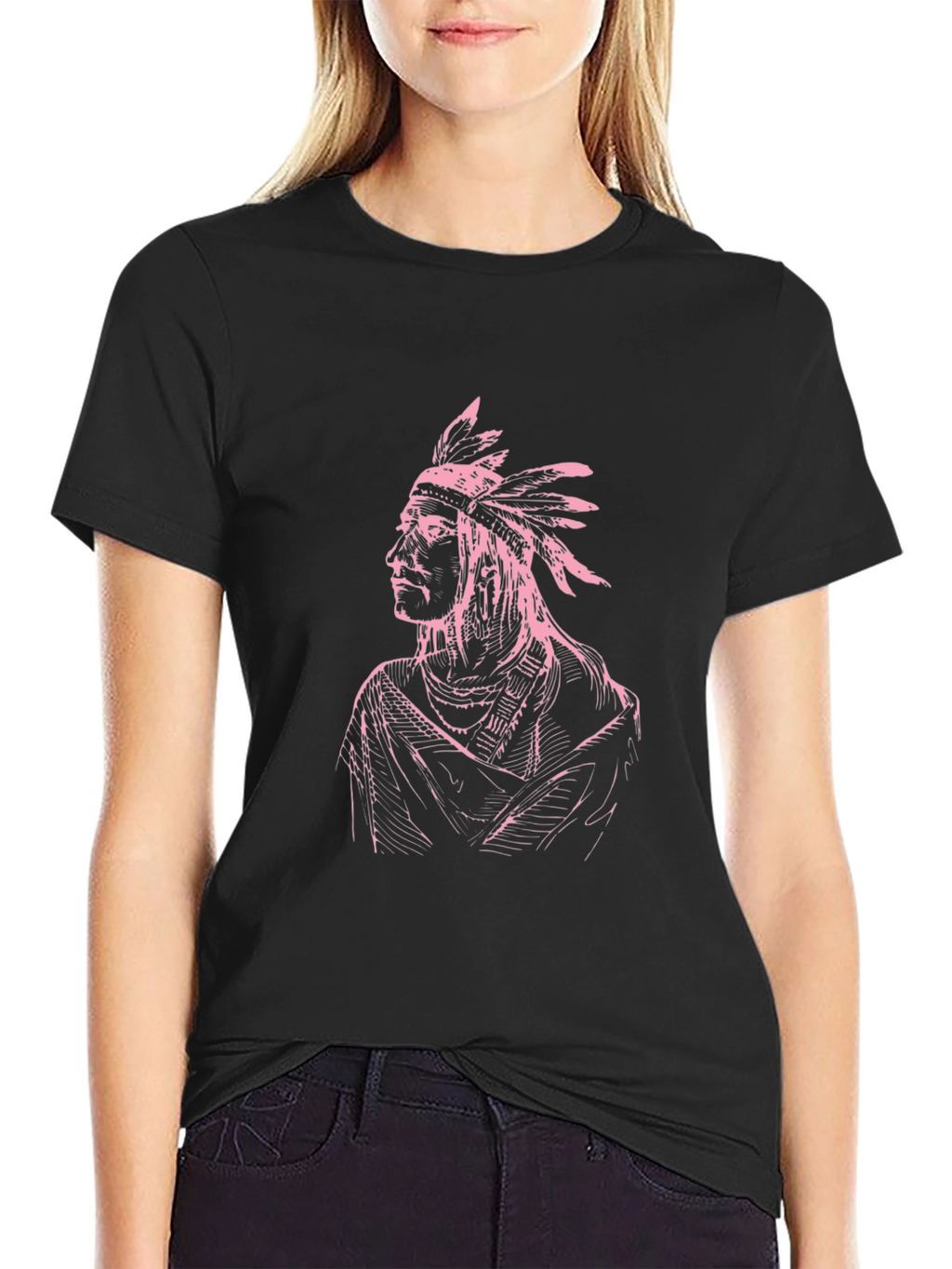Native American Chief Graphic Tee - Black