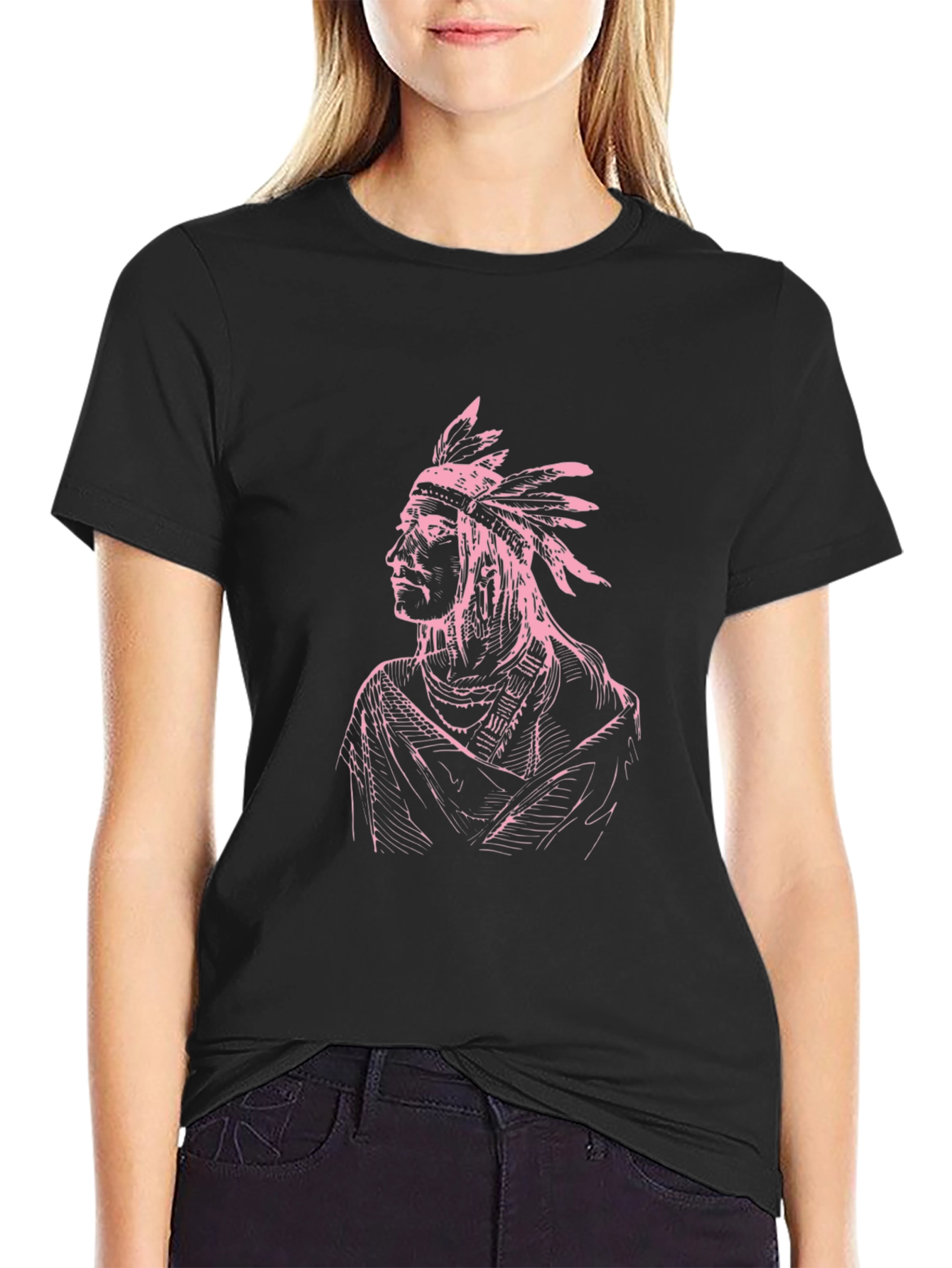 Native American Chief Graphic Tee - Black