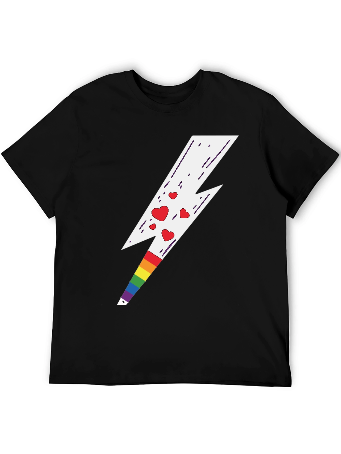 Rainbow Heart Lightning Bolt Tee