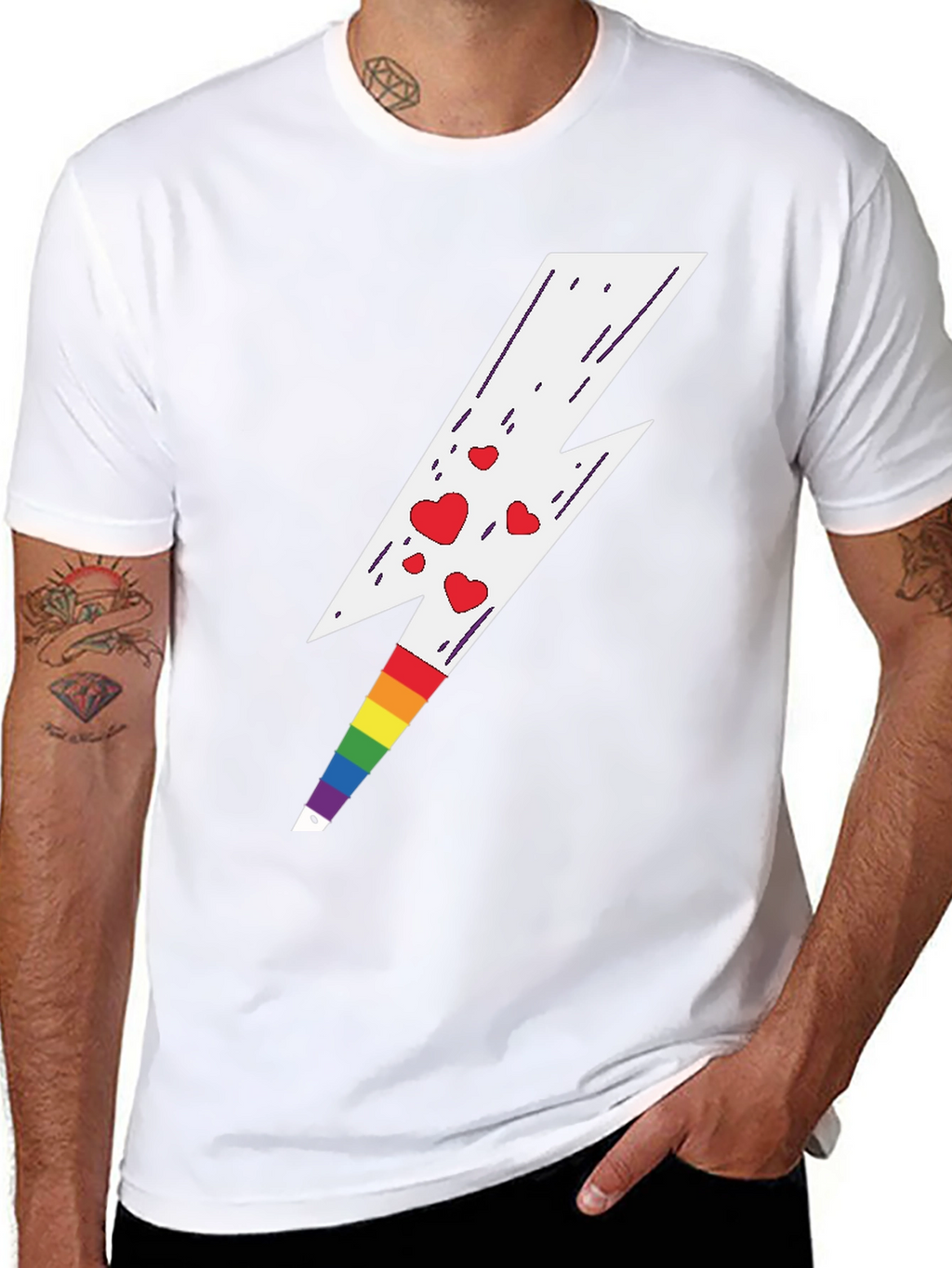 Rainbow Heart Lightning Bolt Tee