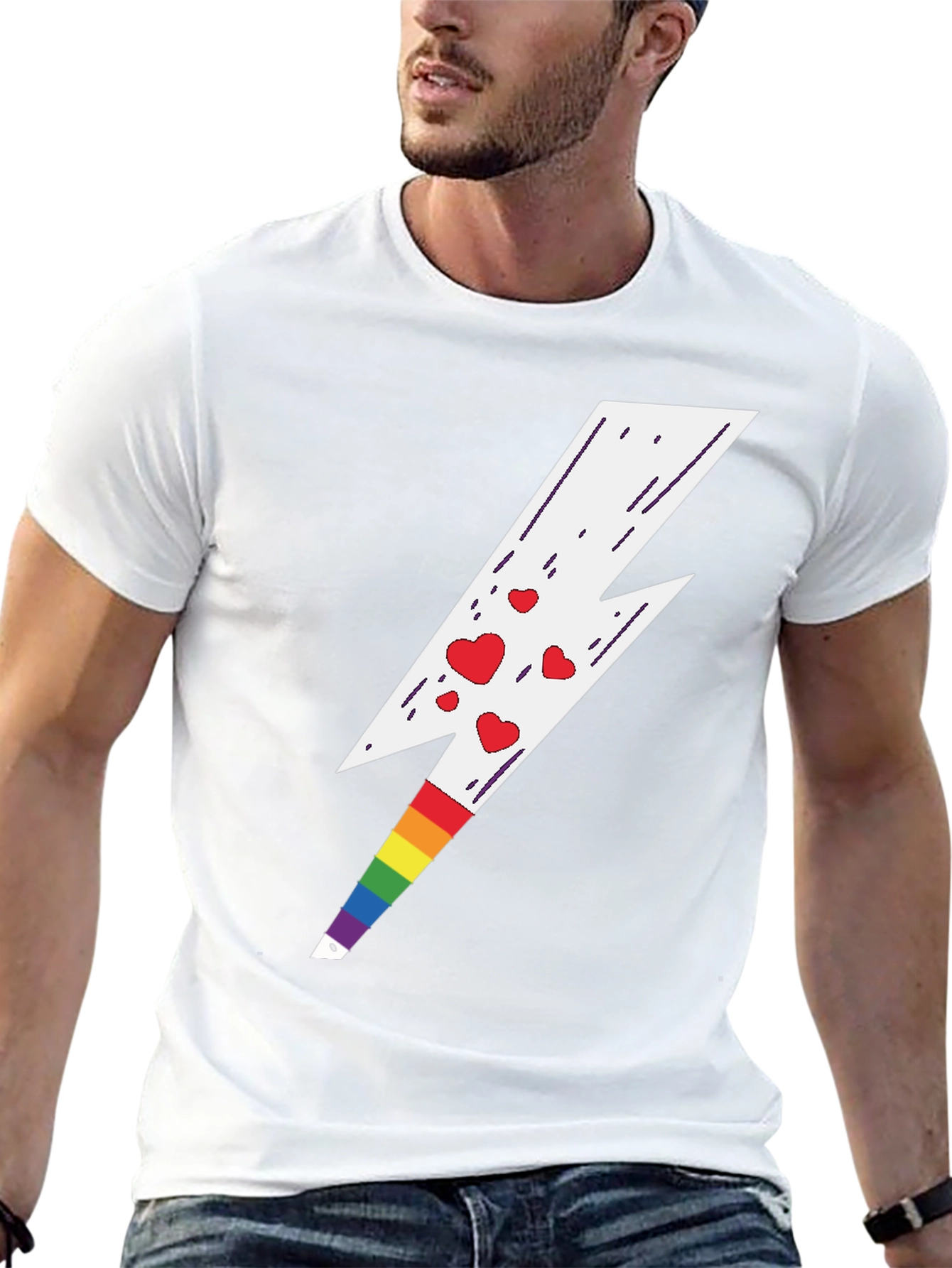 Rainbow Heart Lightning Bolt Tee