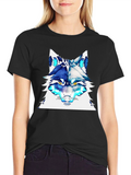 Cool Wolf Graphic Tee - Stylish Animal Print T-Shirt