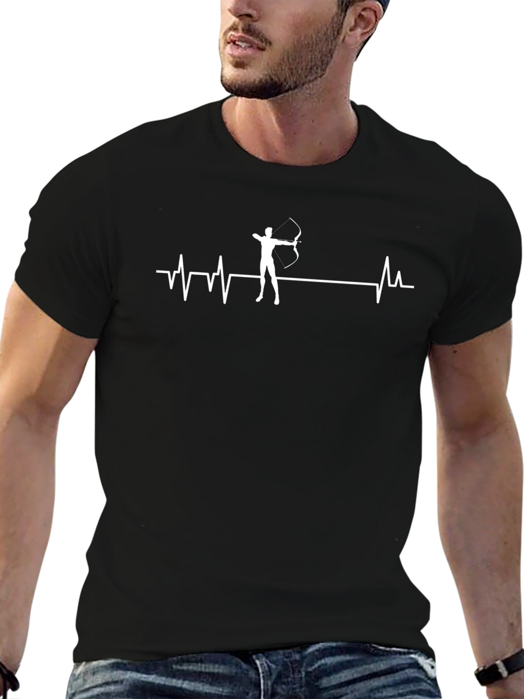 Archery Heartbeat Graphic Tee - Black Cotton T-Shirt