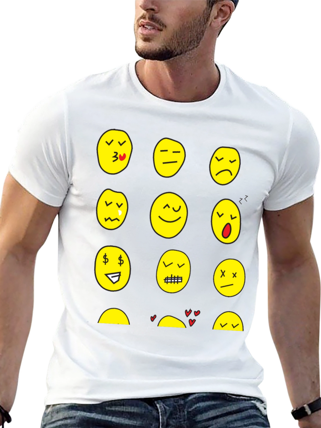 Emoji Expression Black T-Shirt