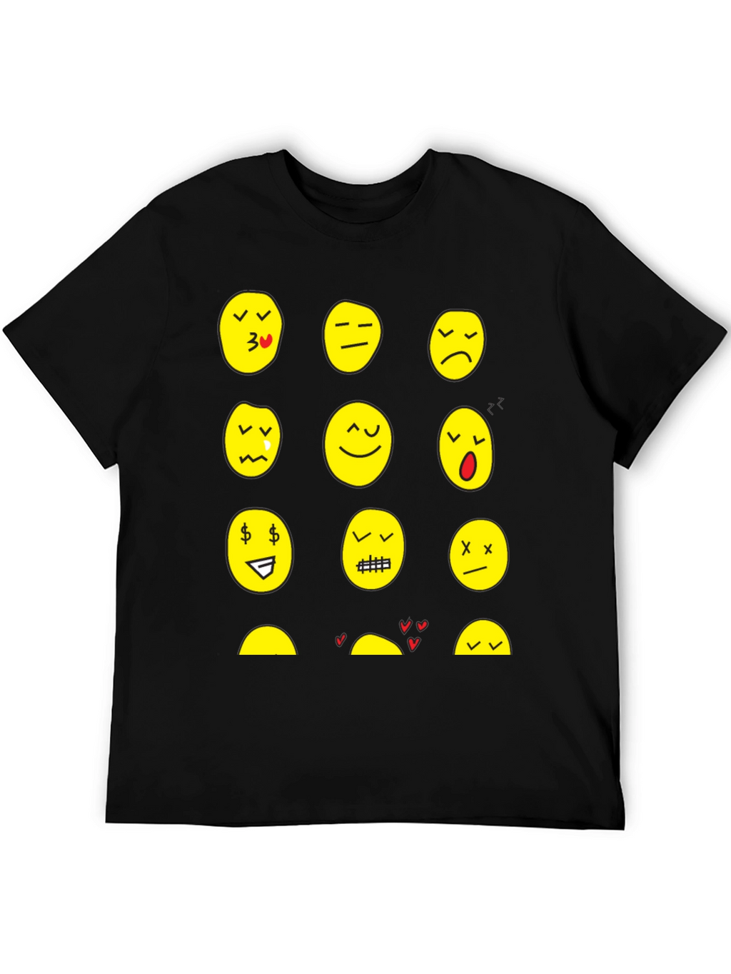 Emoji Expression Black T-Shirt