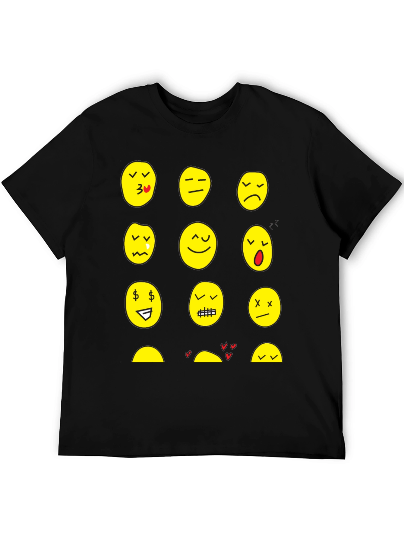 Emoji Expression Black T-Shirt