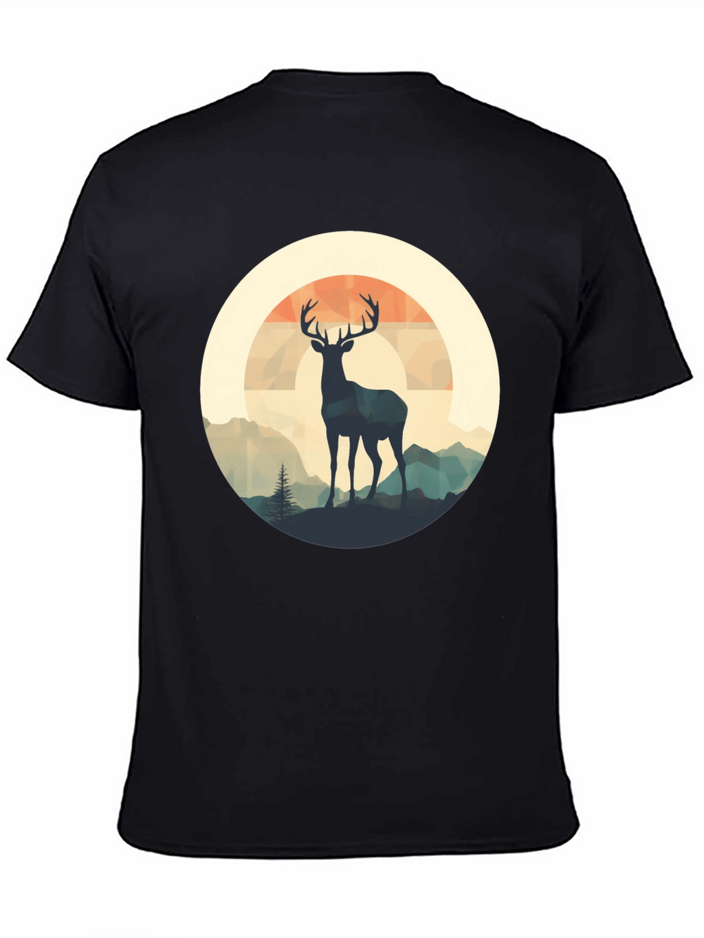 Deer Silhouette Graphic Tee - Black