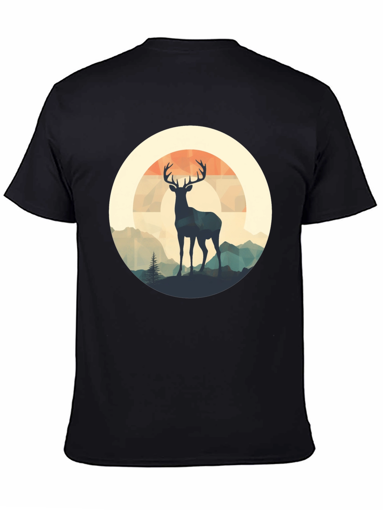 Deer Silhouette Graphic Tee - Black