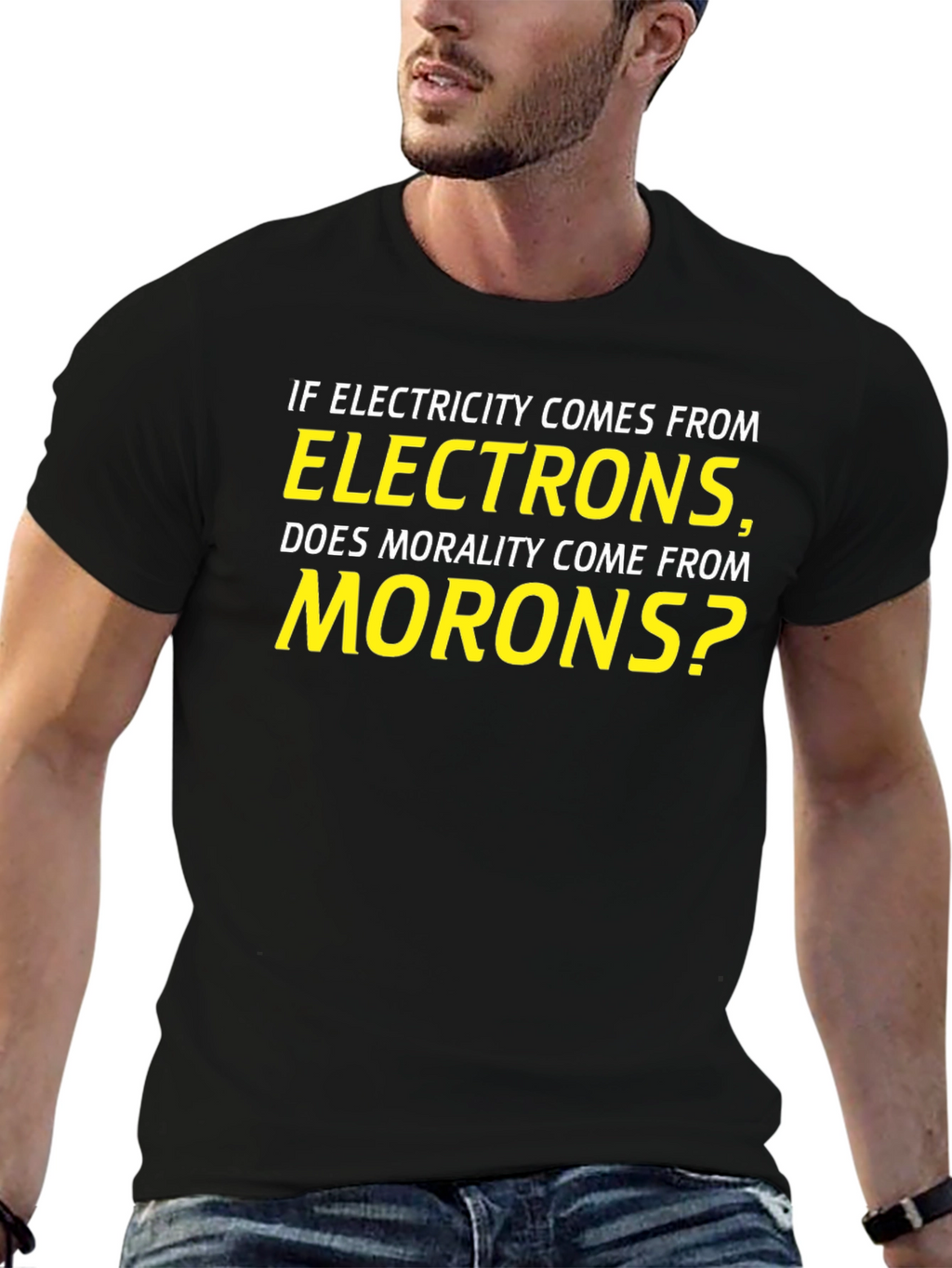 Electricity Electrons Morality Morons Pun T-Shirt