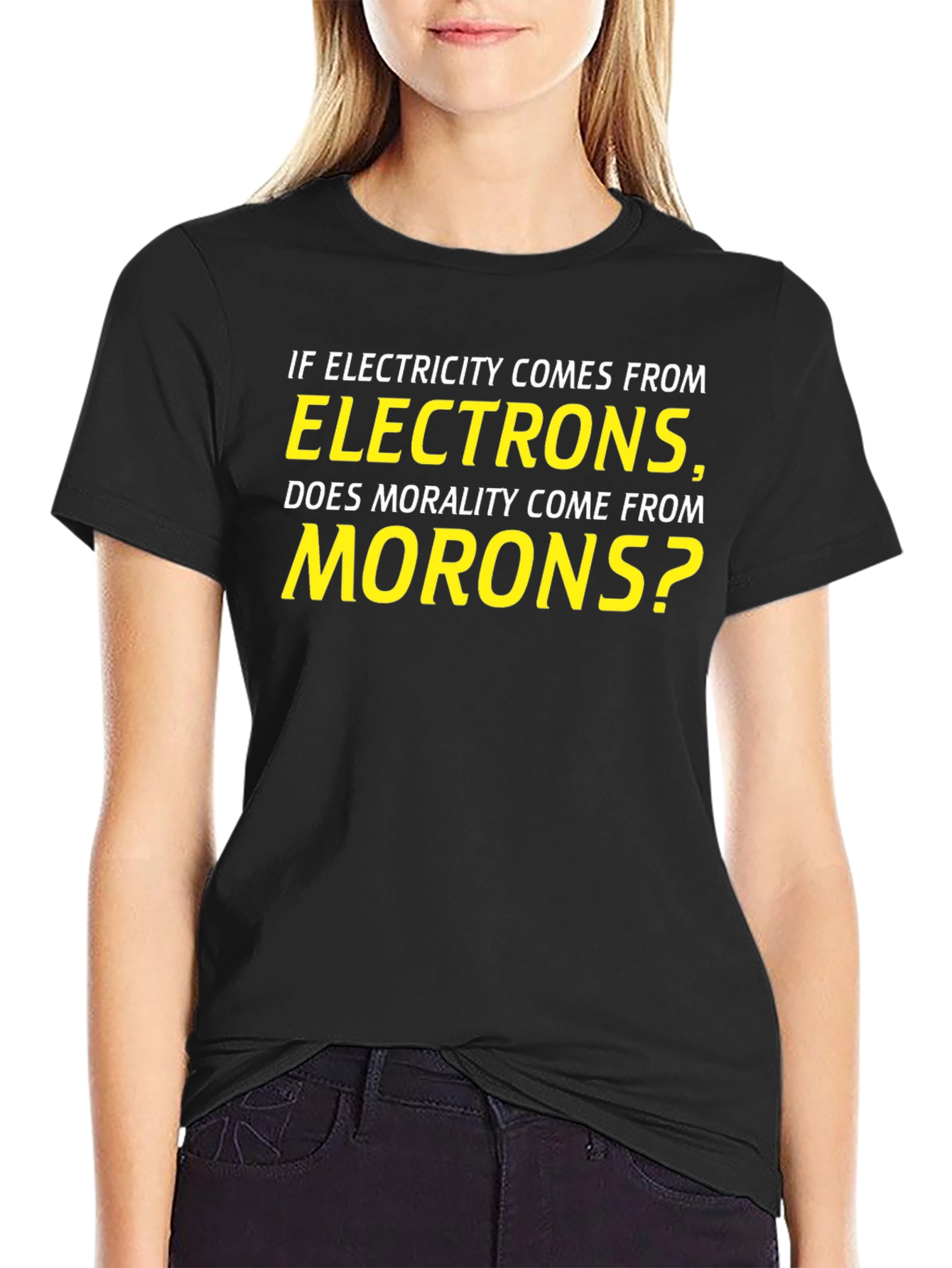 Electricity Electrons Morality Morons Pun T-Shirt