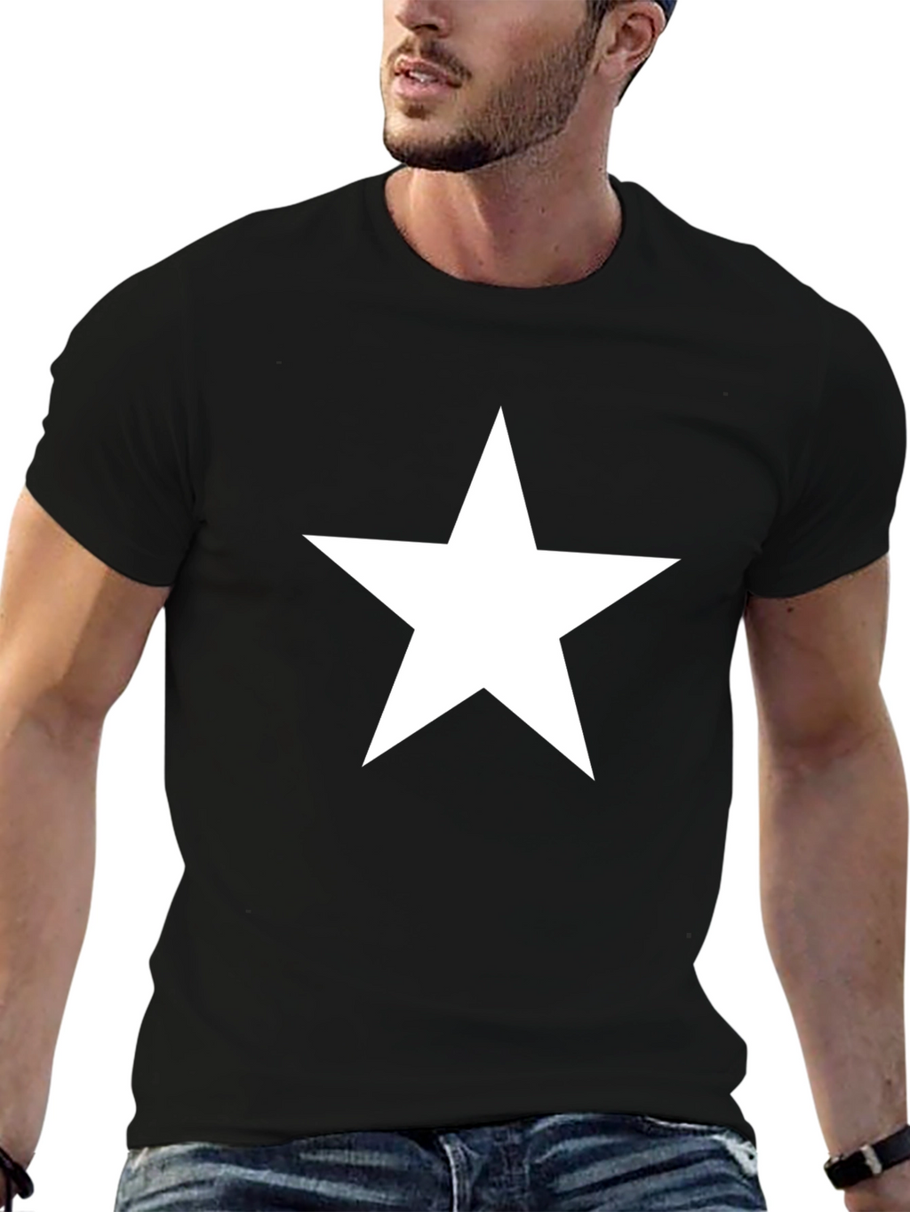 Bold Star Black Tee - Classic Style