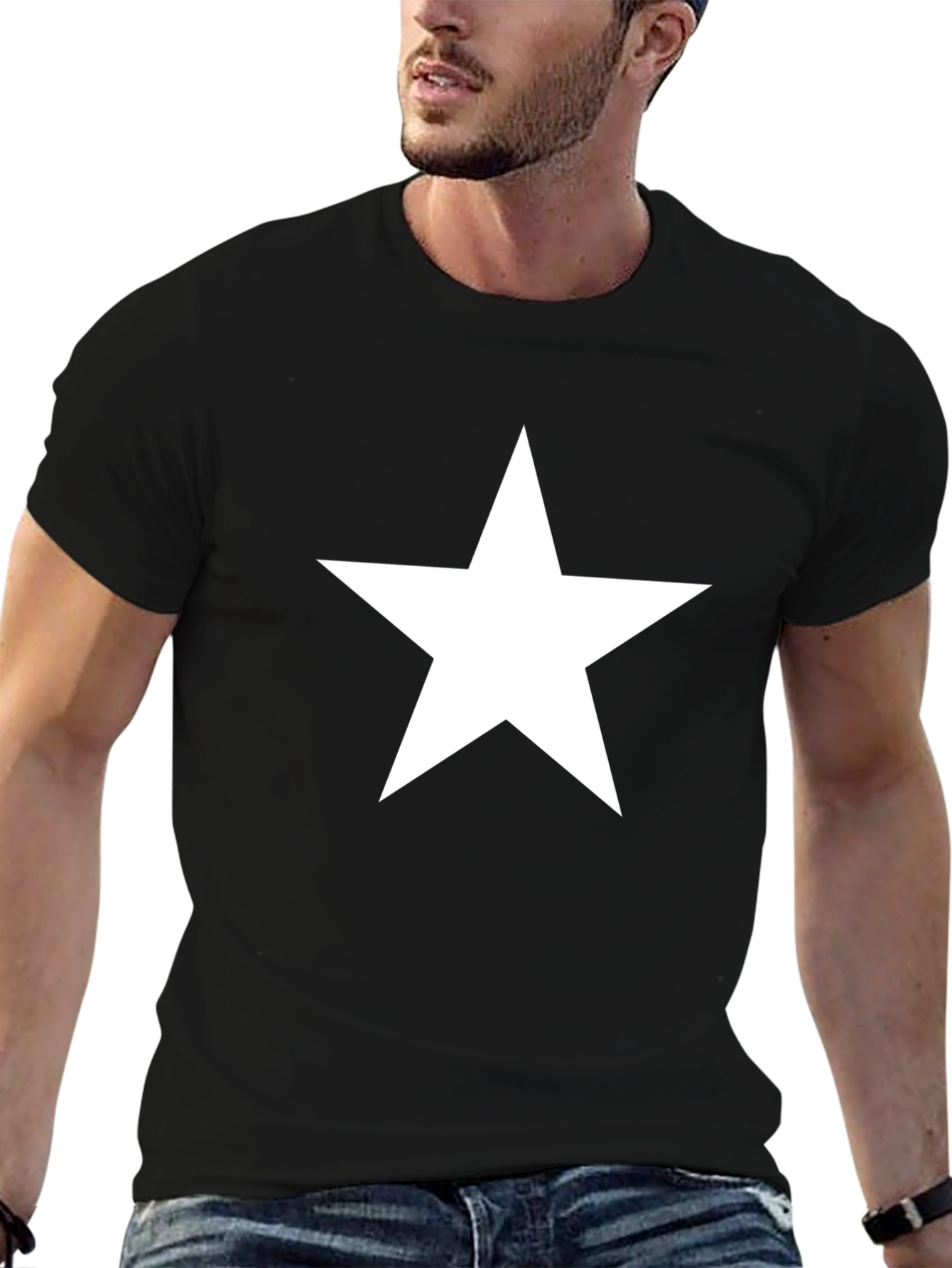 Bold Star Black Tee - Classic Style