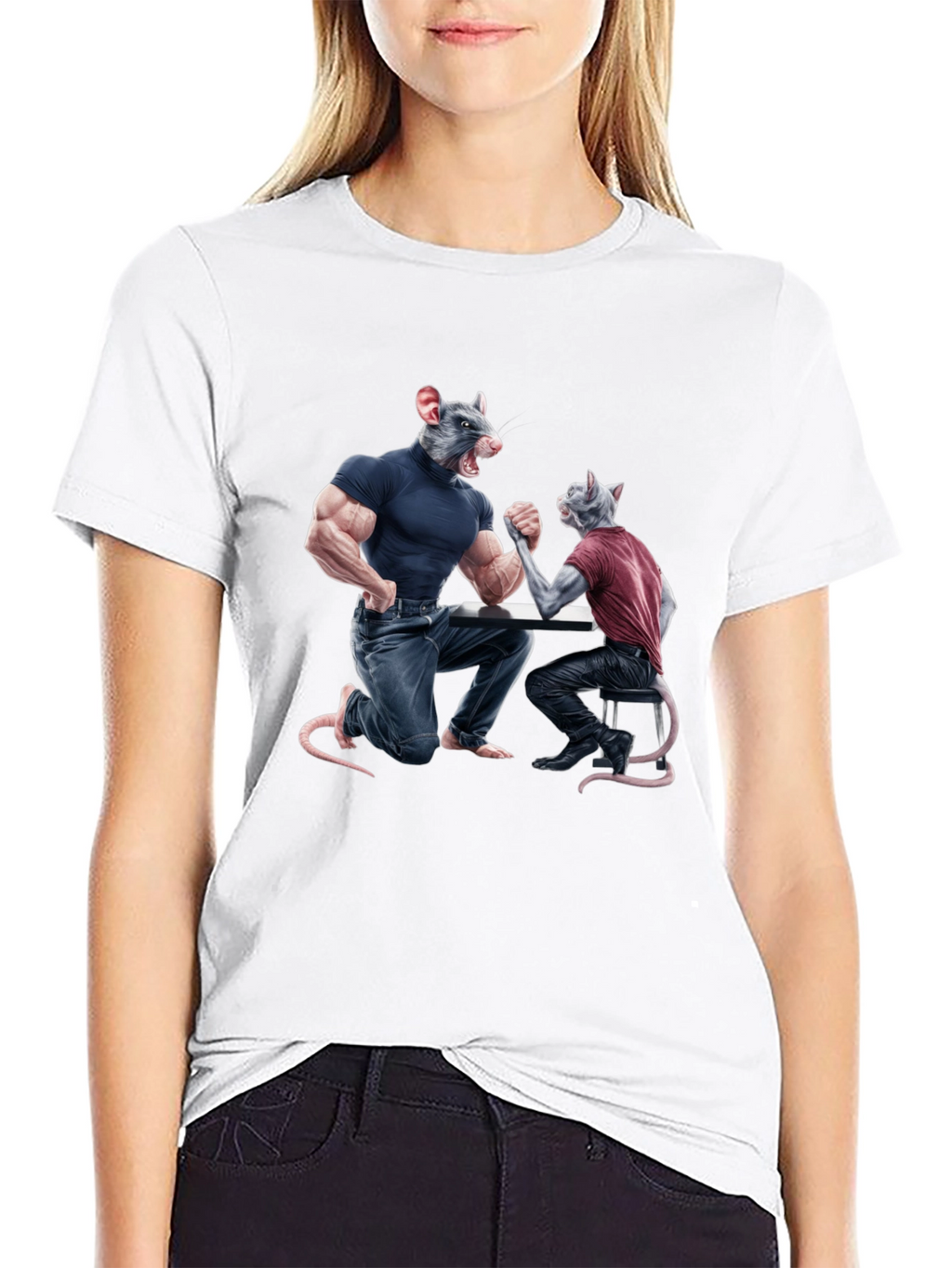 Arm Wrestling Rodent Graphic T-Shirt