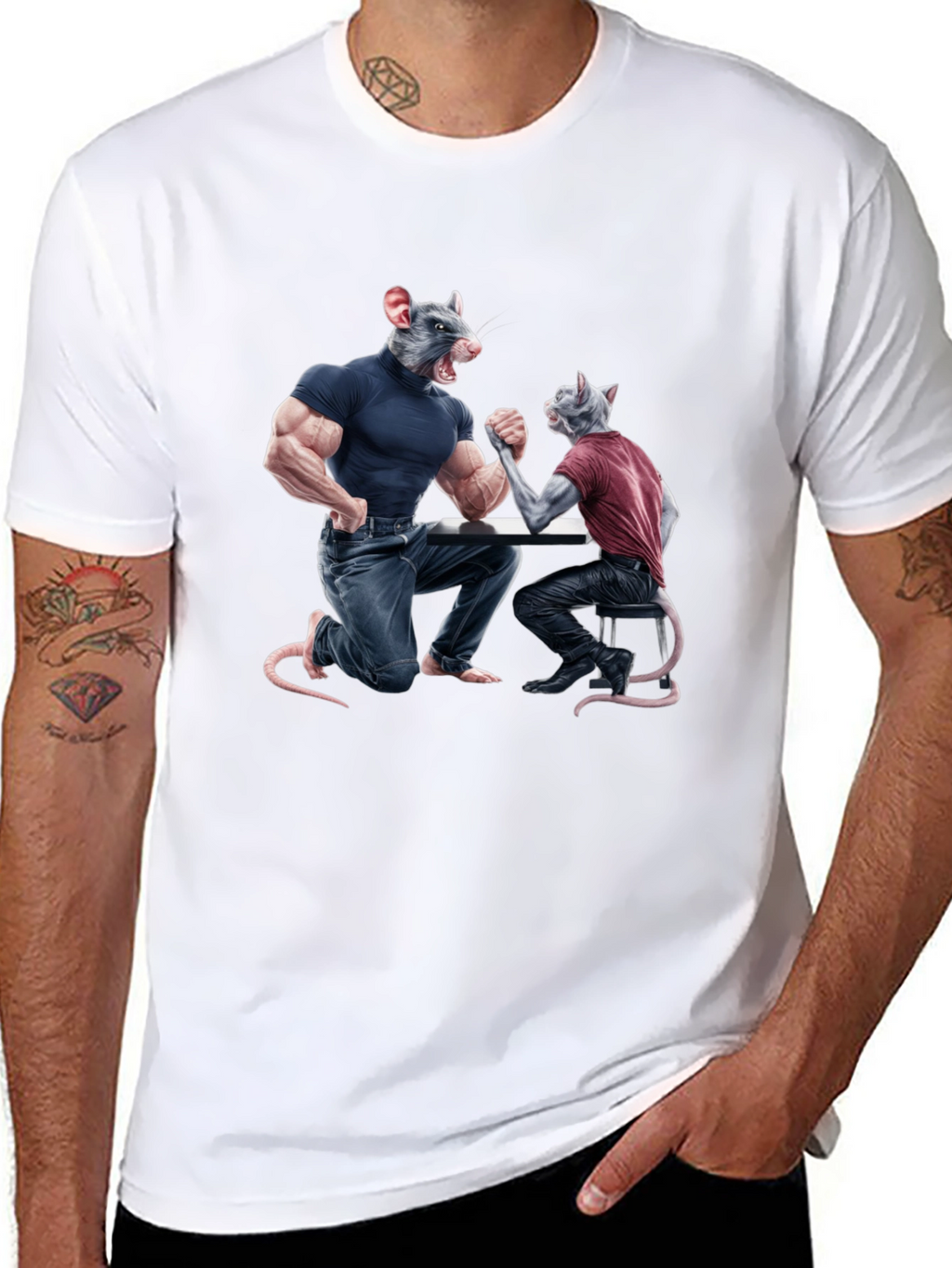 Arm Wrestling Rodent Graphic T-Shirt