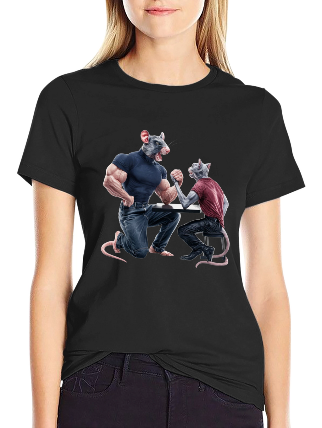 Arm Wrestling Rodent Graphic T-Shirt