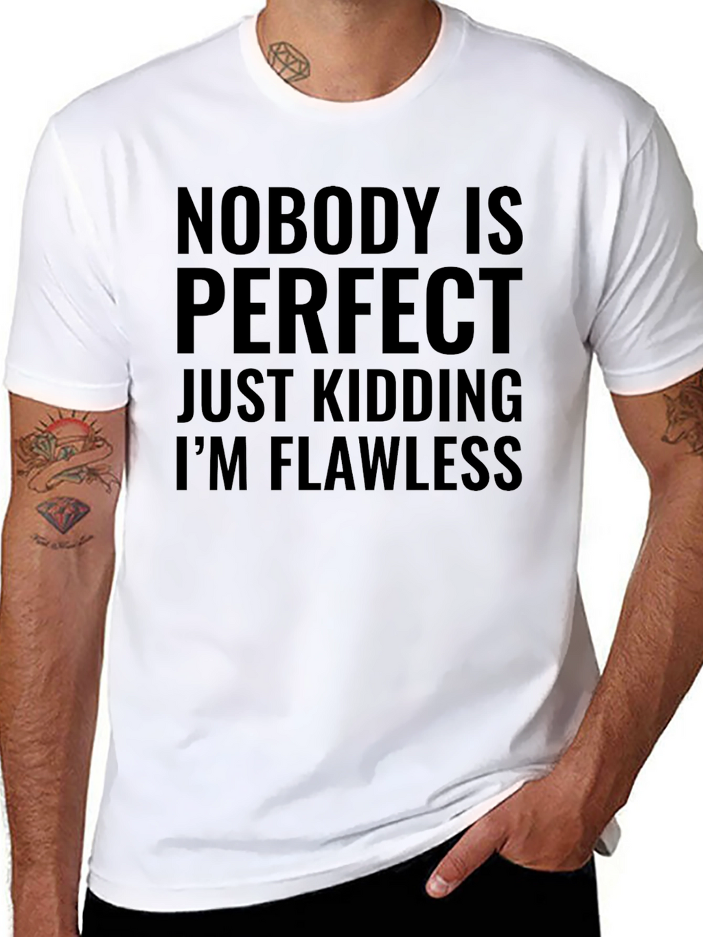 Funny Nobodys Perfect Mens Black T-Shirt