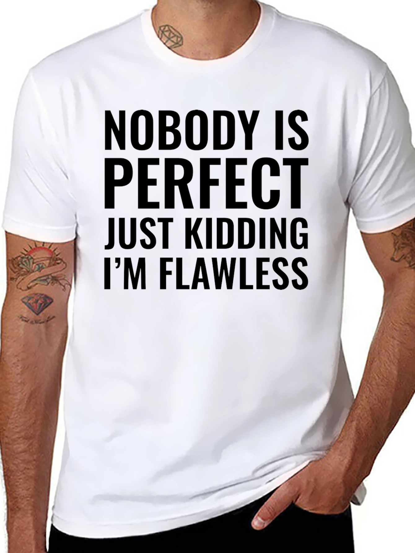 Funny Nobodys Perfect Mens Black T-Shirt