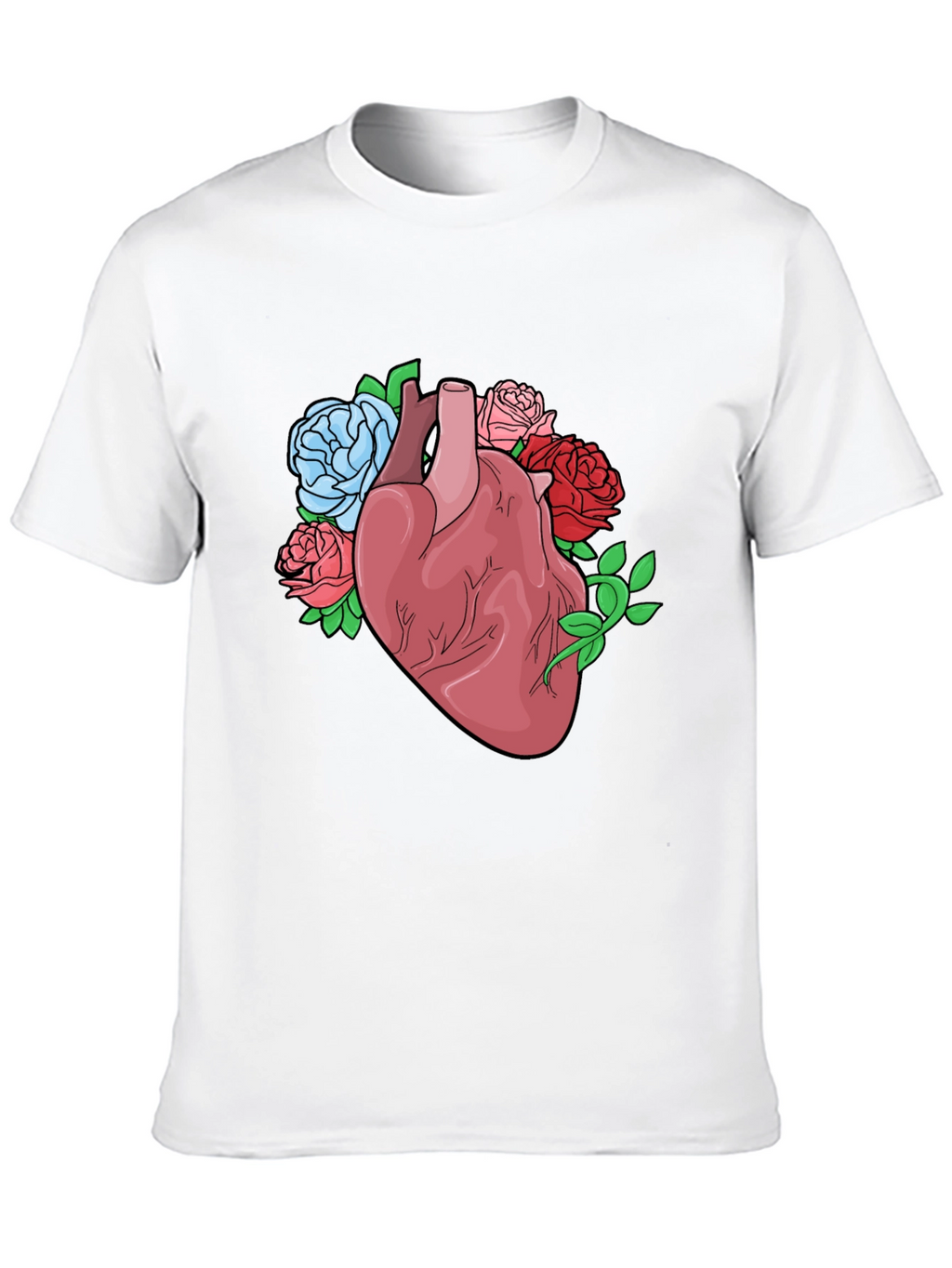 Floral Heart Graphic Tee - Black Cotton Blend