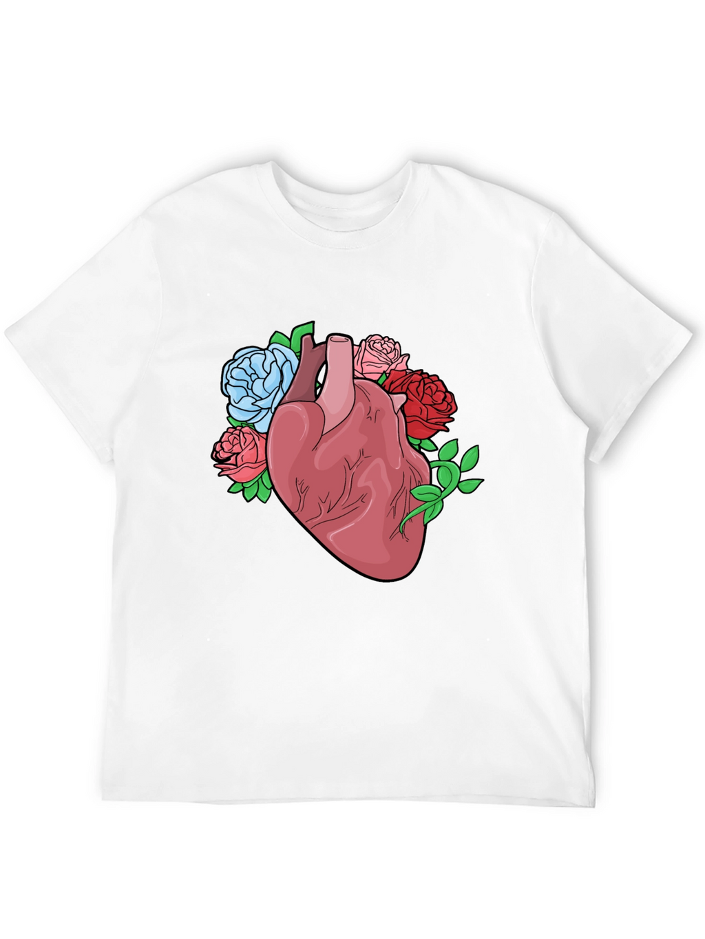Floral Heart Graphic Tee - Black Cotton Blend