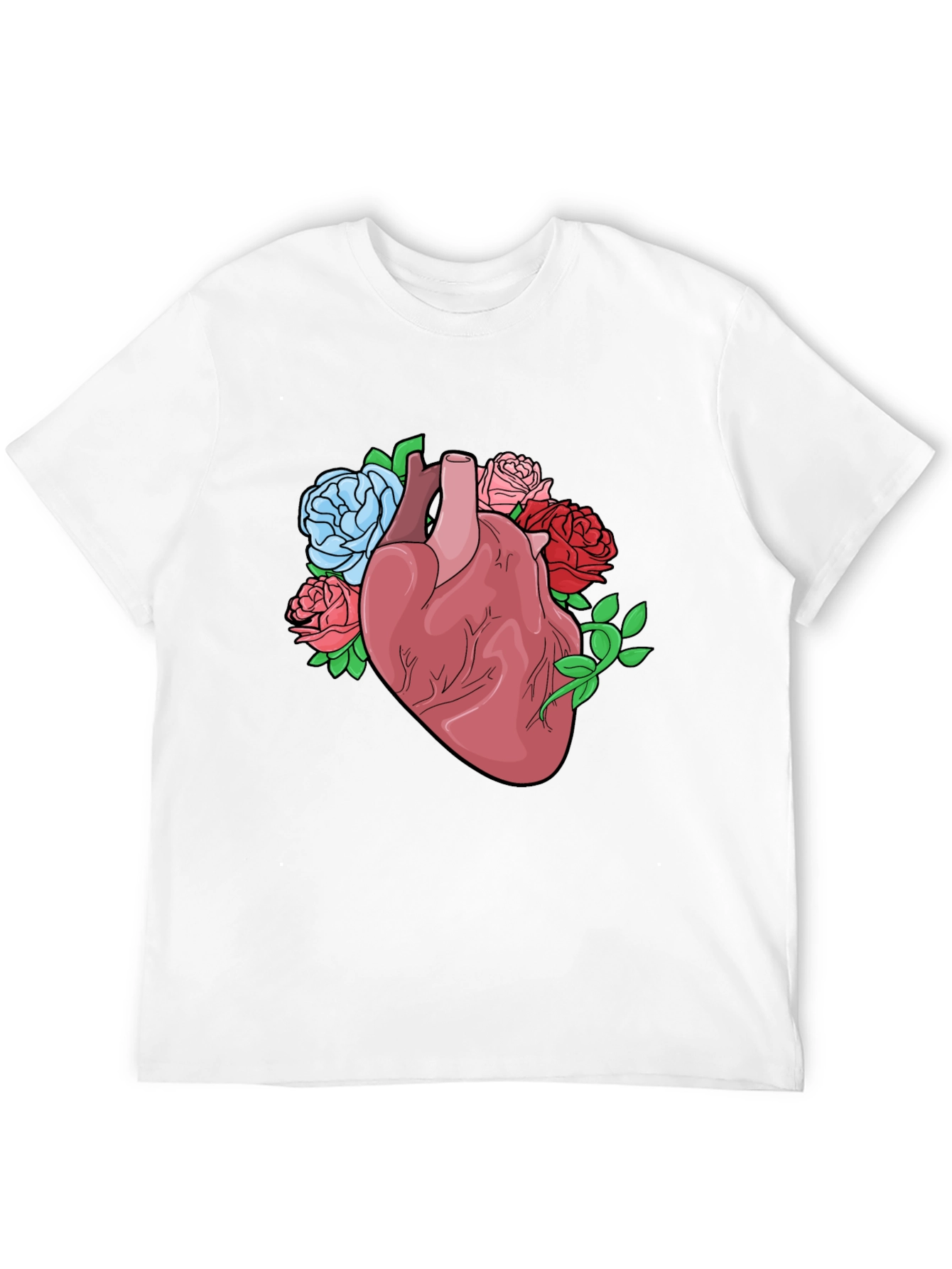 Floral Heart Graphic Tee - Black Cotton Blend