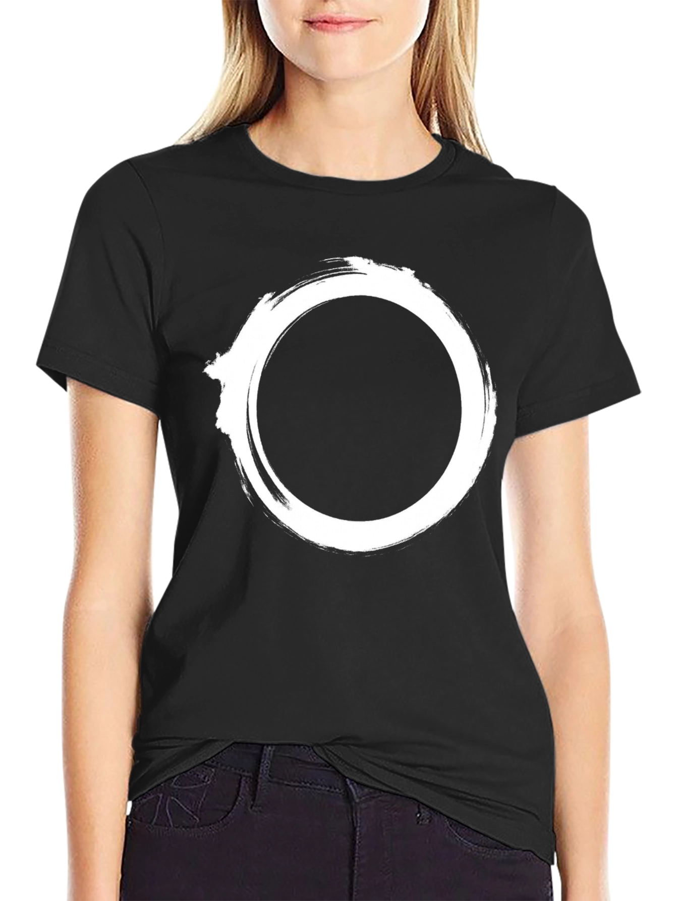 Minimalist Zen Circle Black T-Shirt
