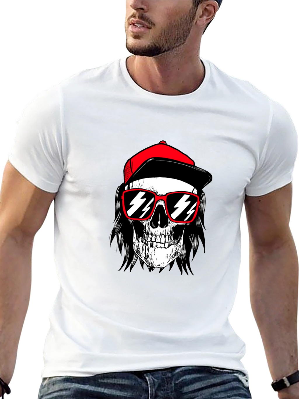 Skull with Cap T-Shirt - Edgy Graphic Tee
