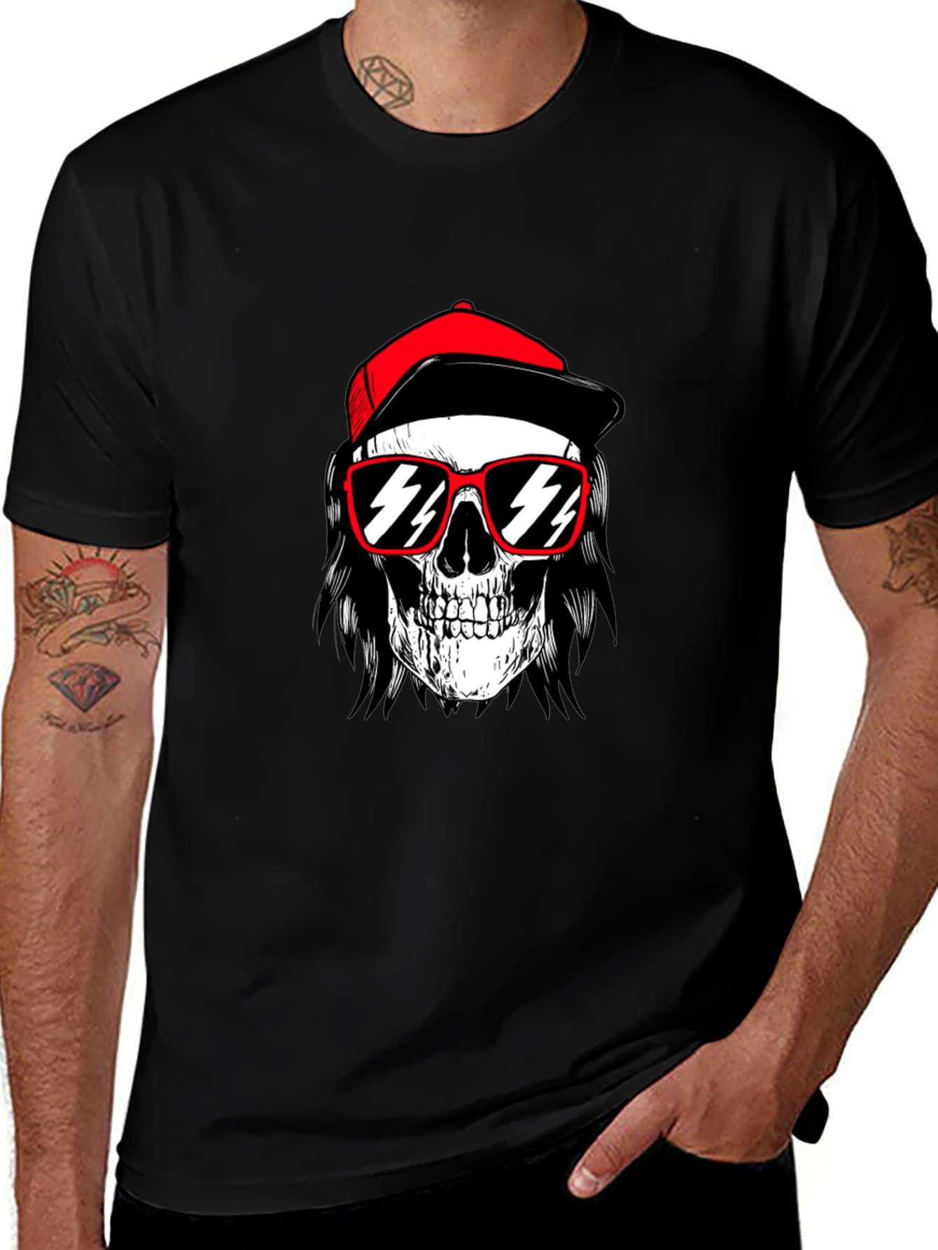 Skull with Cap T-Shirt - Edgy Graphic Tee