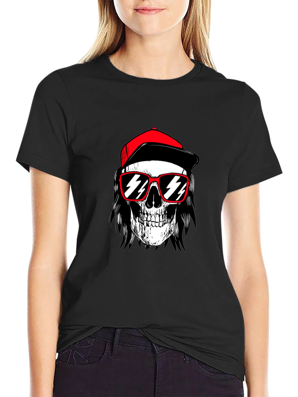 Skull with Cap T-Shirt - Edgy Graphic Tee