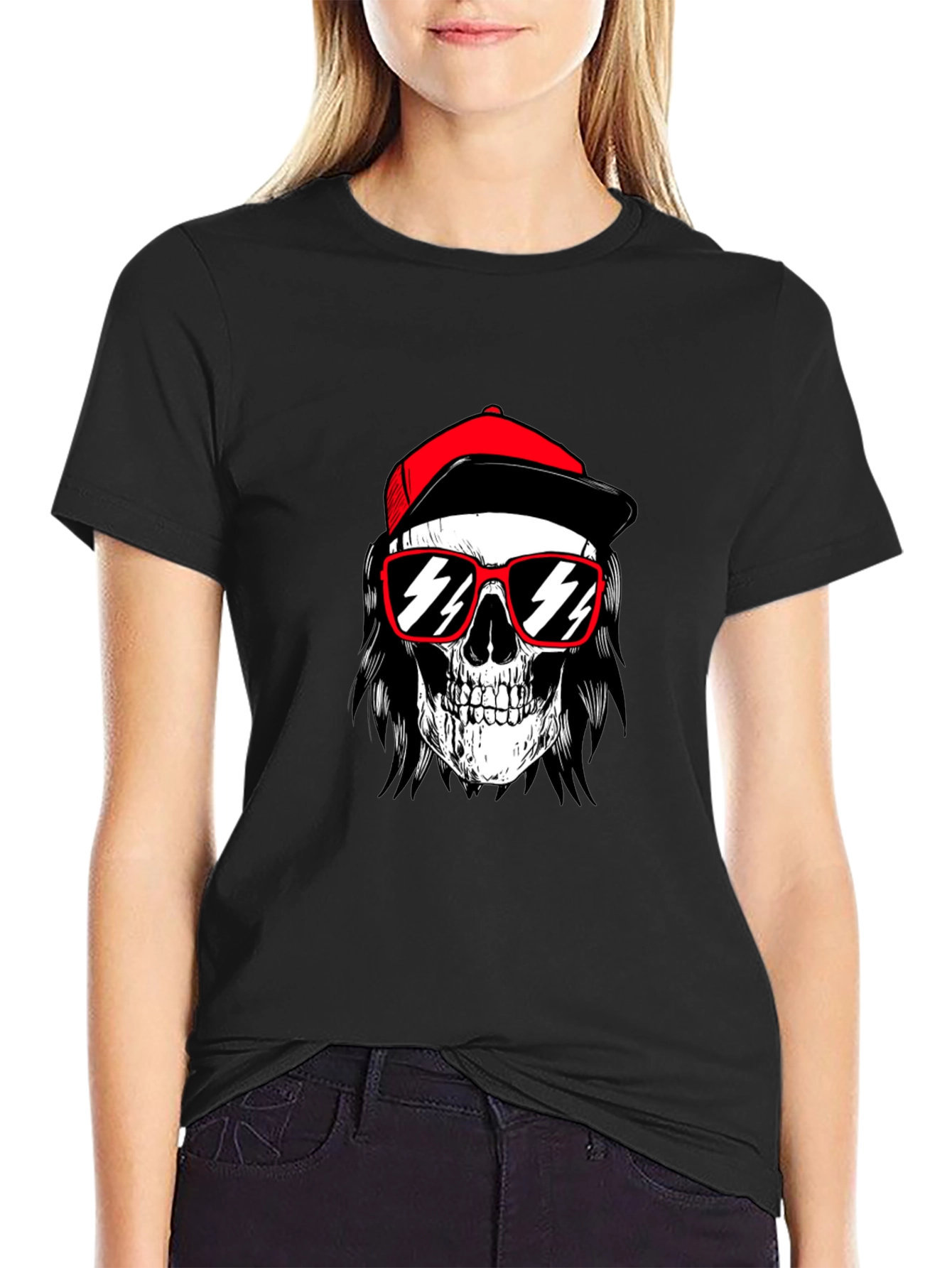 Skull with Cap T-Shirt - Edgy Graphic Tee