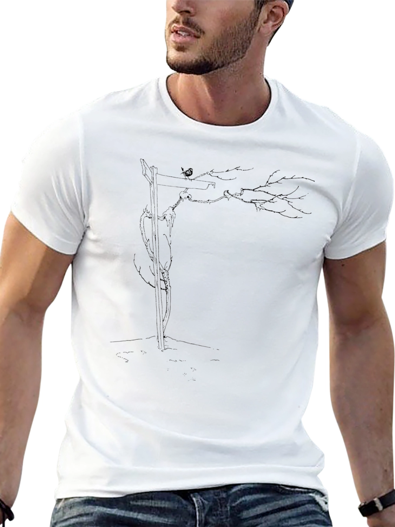 Black T-Shirt with Grim Reaper Tree Design