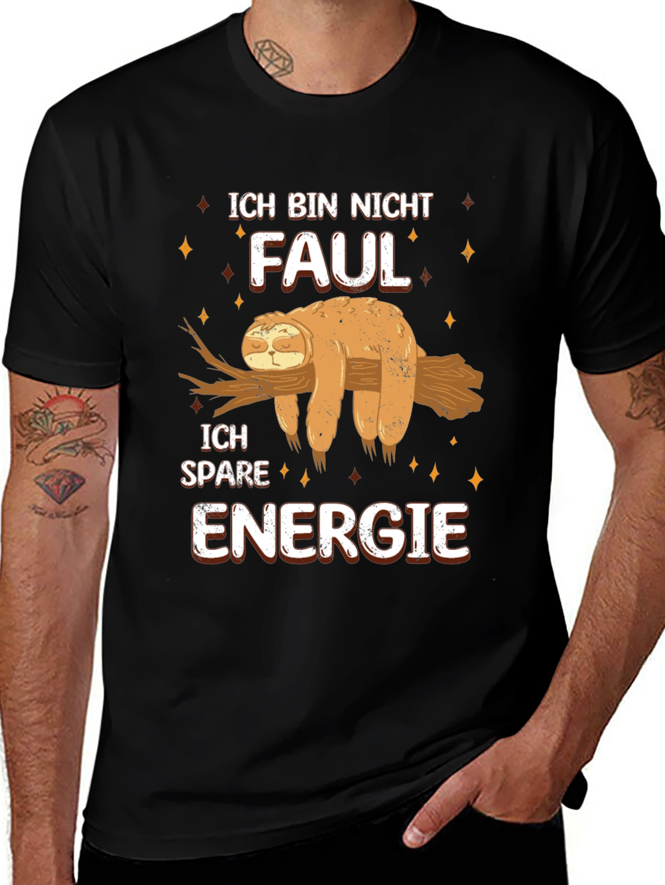 Funny Sloth Lazy Energy Saving German Text T-Shirt