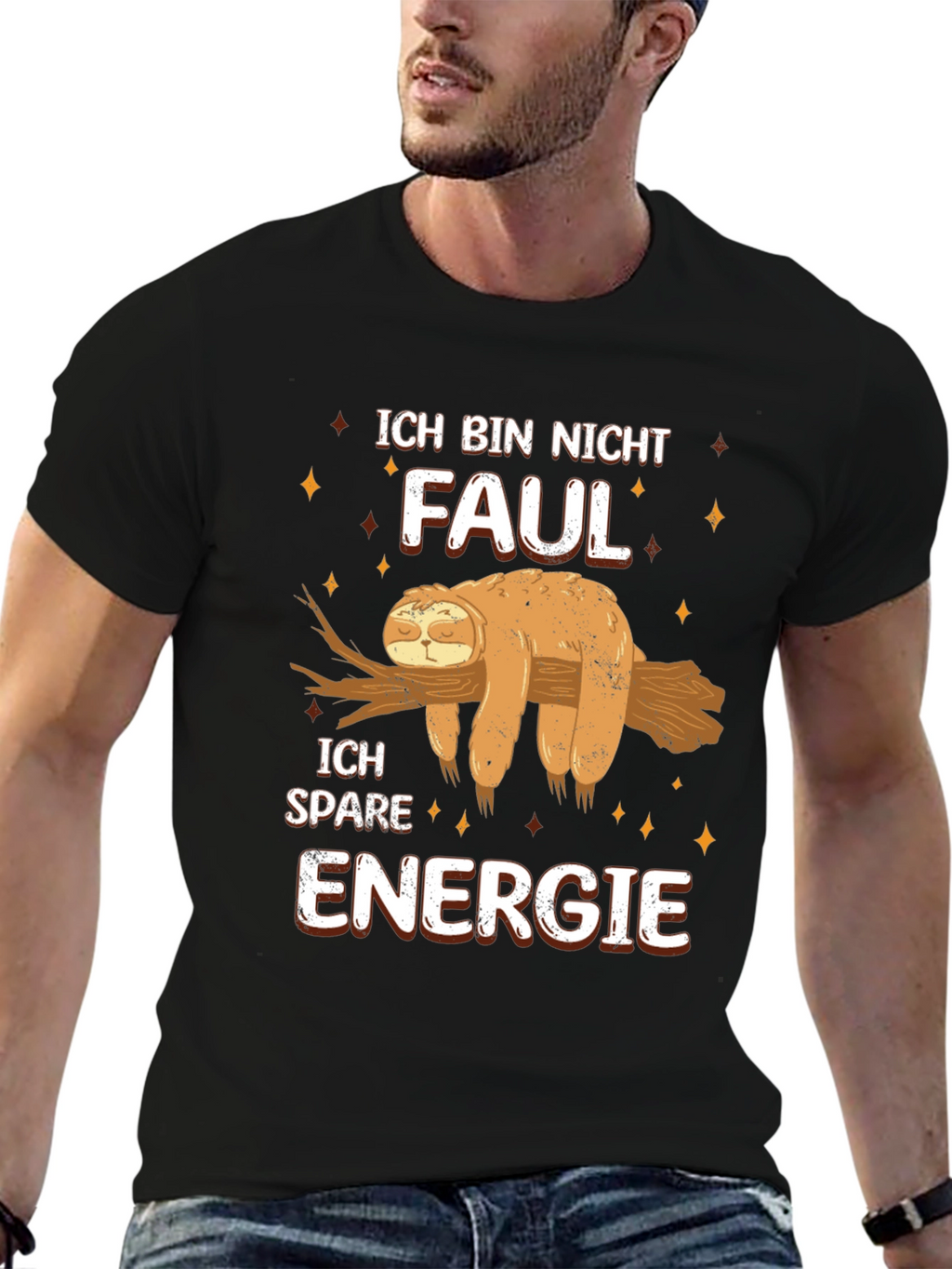 Funny Sloth Lazy Energy Saving German Text T-Shirt