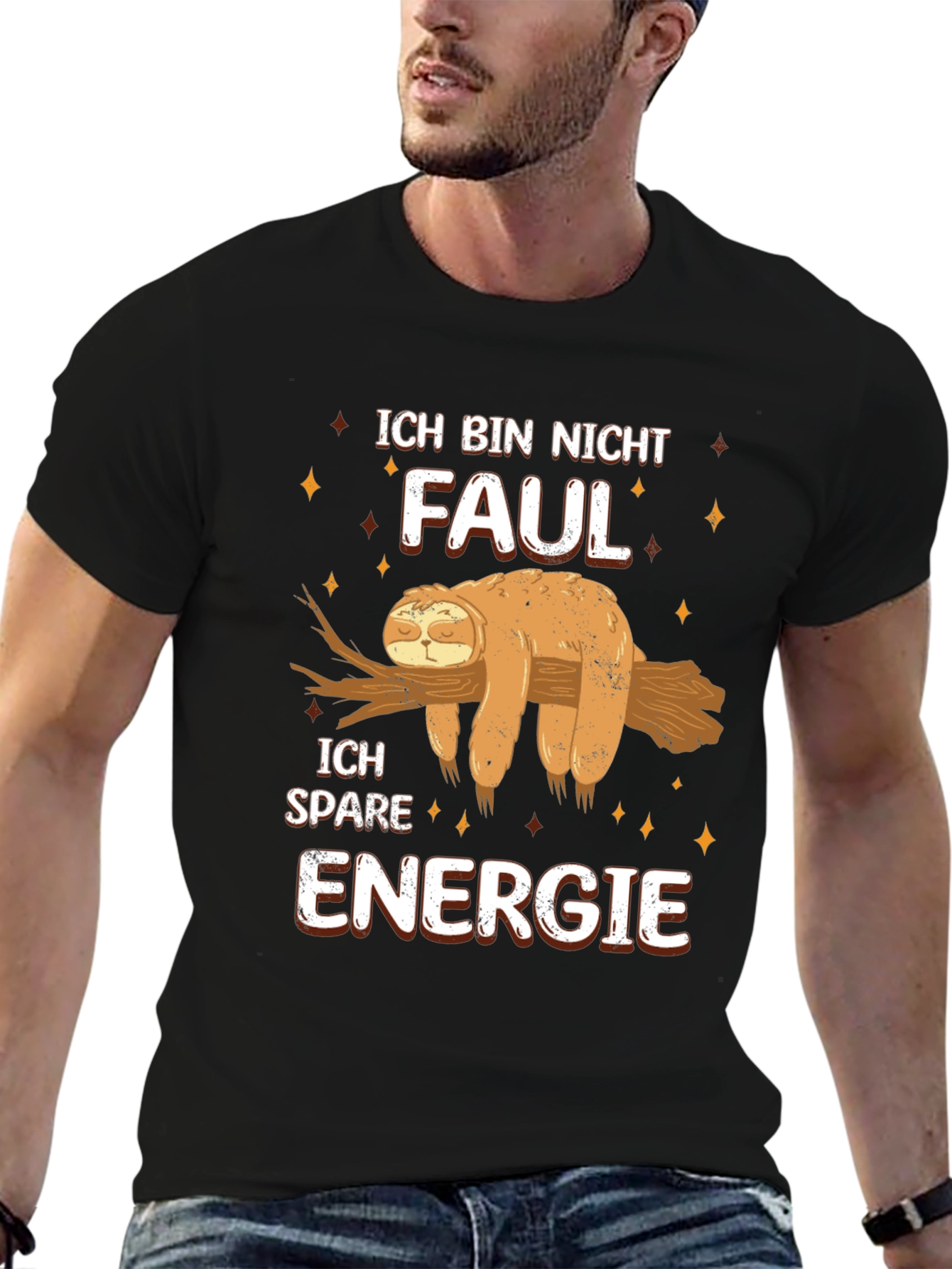 Funny Sloth Lazy Energy Saving German Text T-Shirt