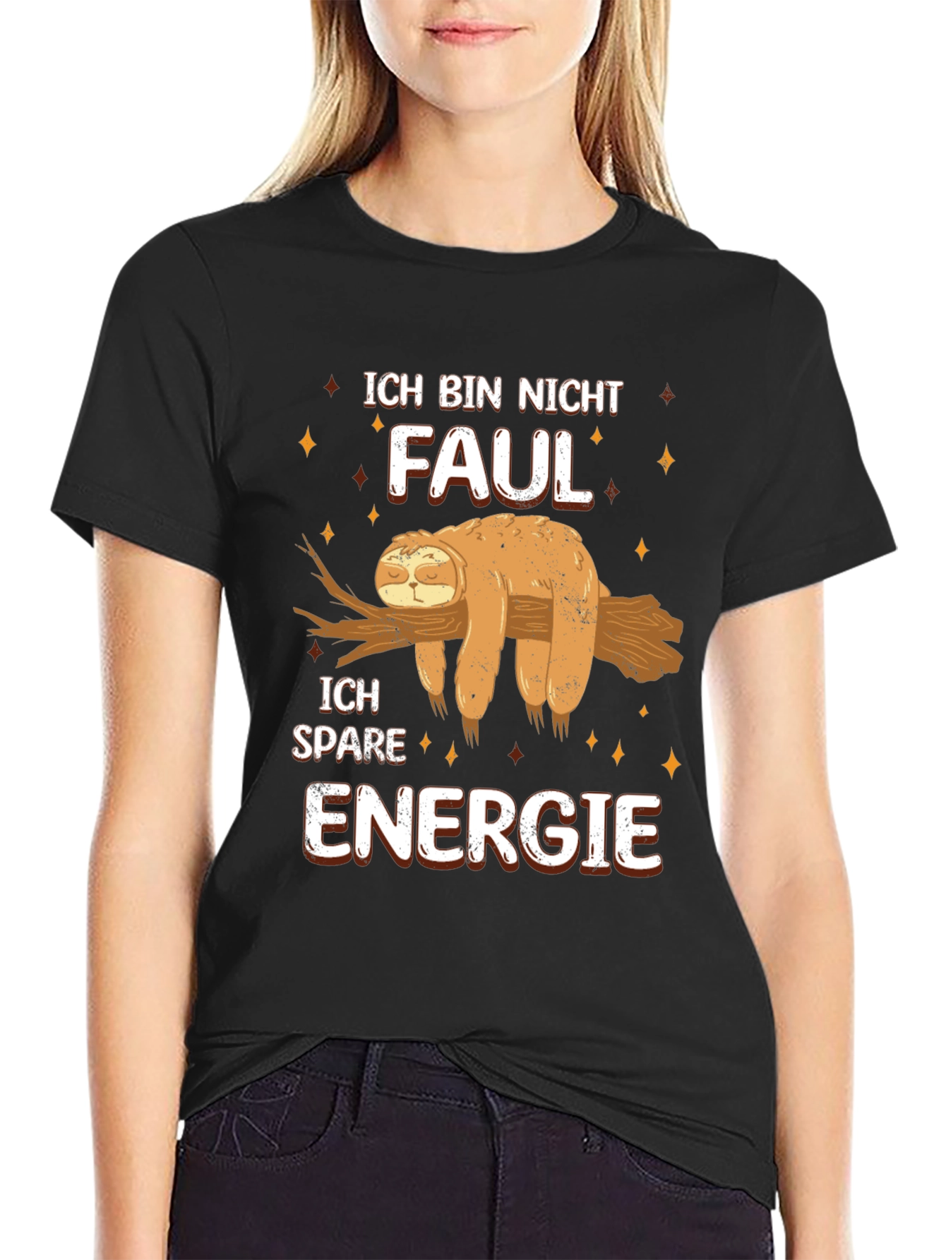 Funny Sloth Lazy Energy Saving German Text T-Shirt