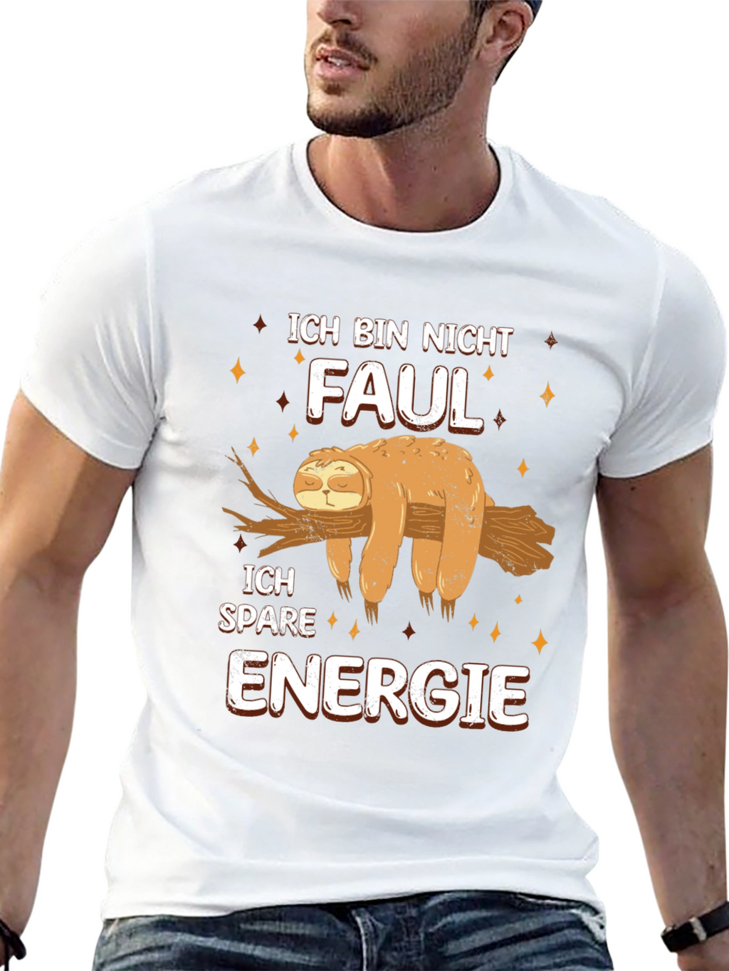 Funny Sloth Lazy Energy Saving German Text T-Shirt