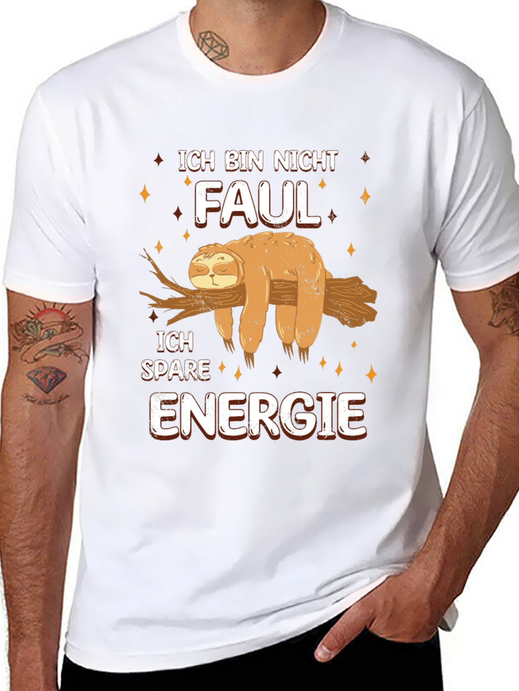 Funny Sloth Lazy Energy Saving German Text T-Shirt
