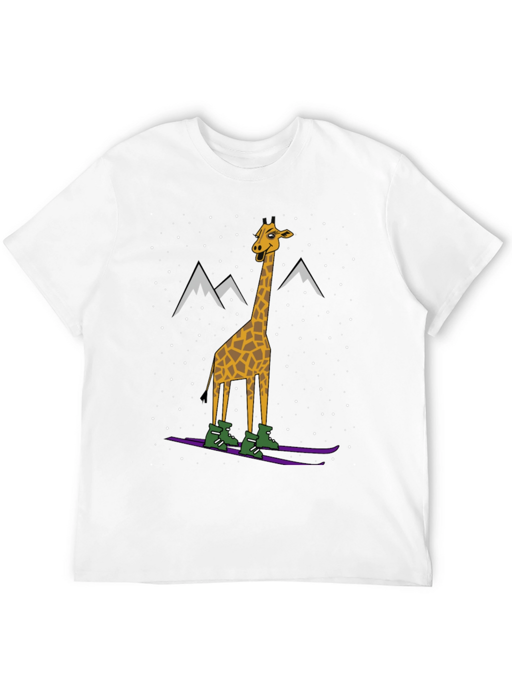 Skiing Giraffe Graphic Tee - Unique Winter Holiday T-Shirt