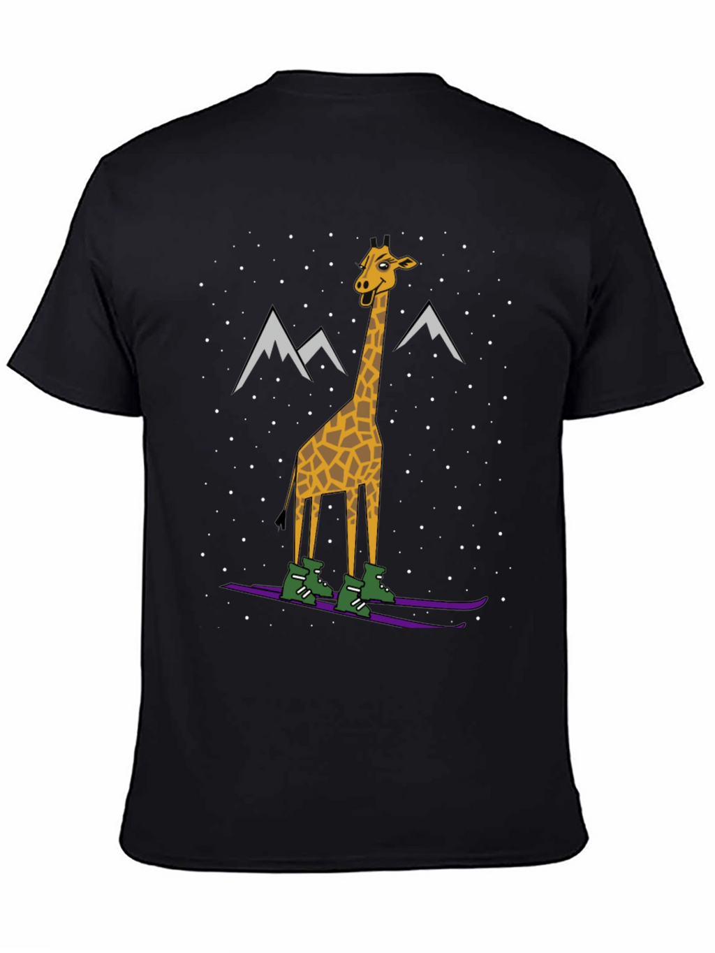 Skiing Giraffe Graphic Tee - Unique Winter Holiday T-Shirt