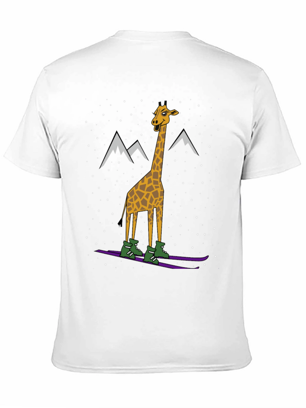 Skiing Giraffe Graphic Tee - Unique Winter Holiday T-Shirt