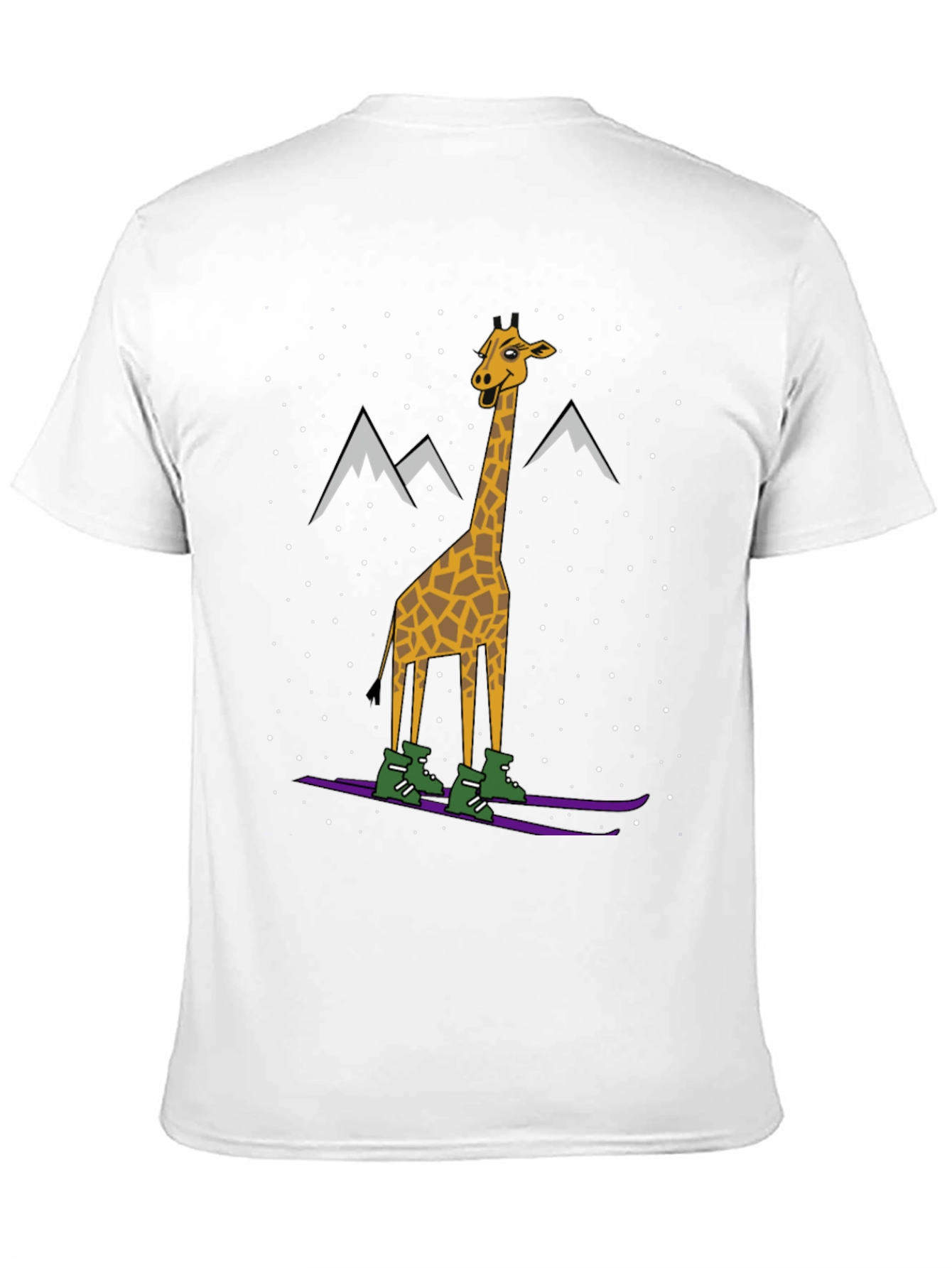 Skiing Giraffe Graphic Tee - Unique Winter Holiday T-Shirt
