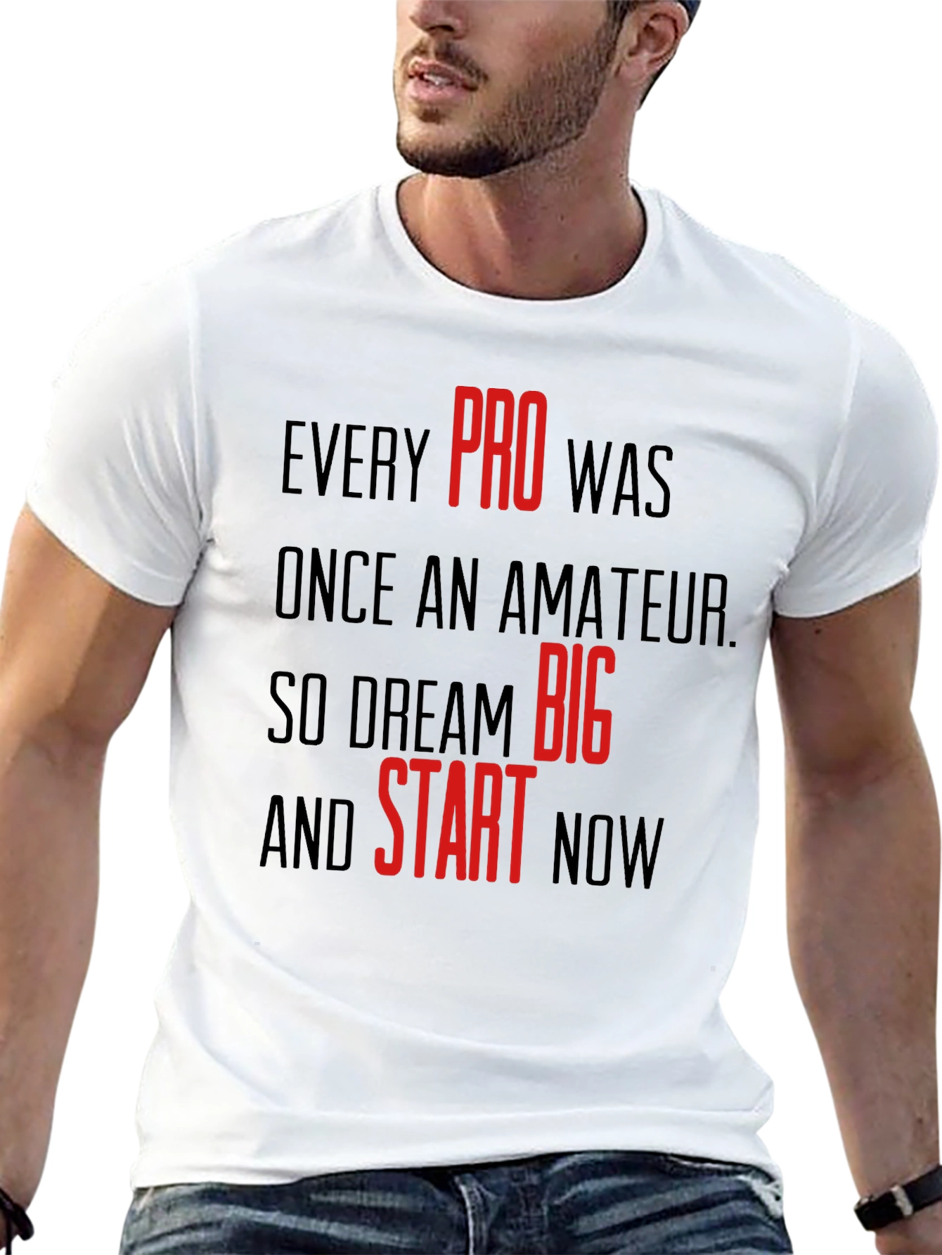 Motivational Black T-Shirt: Dream Big & Start Now