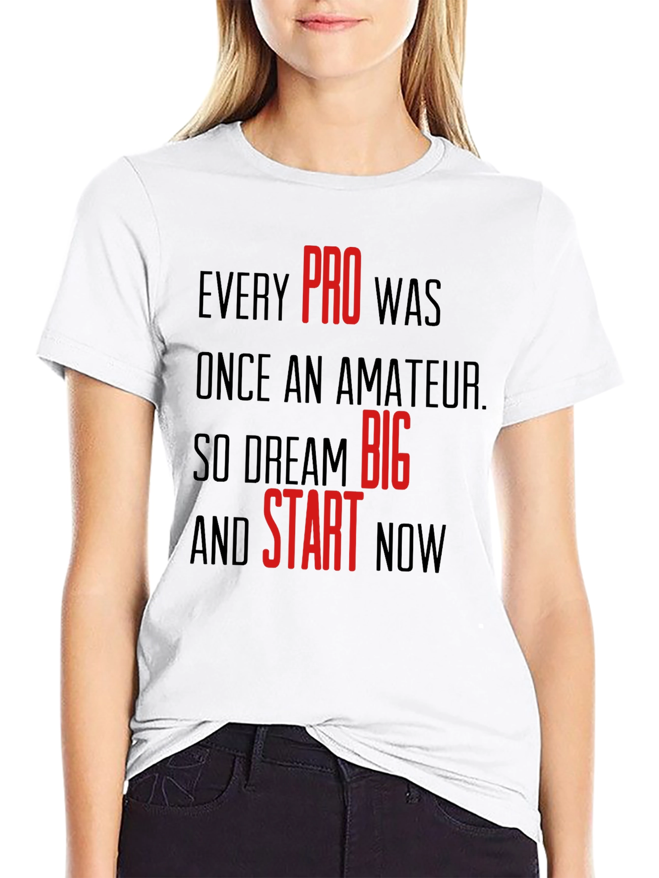 Motivational Black T-Shirt: Dream Big & Start Now