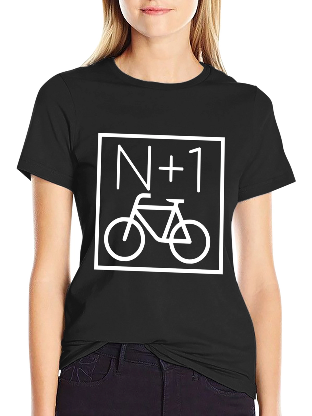 N+1 Bicycle Graphic Tee - Black Cotton Casual Shirt